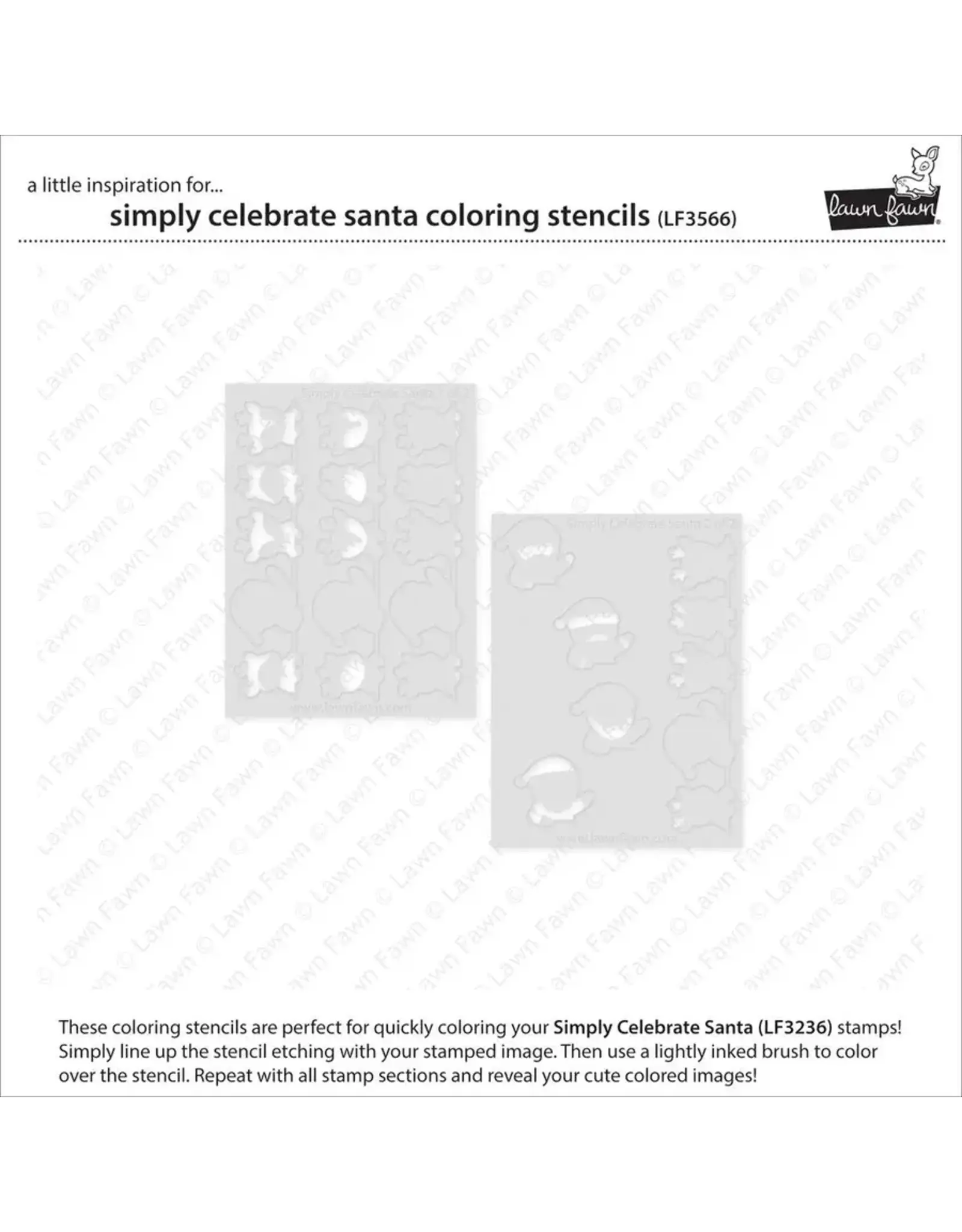 LAWN FAWN LAWN FAWN SIMPLY CELEBRATE SANTA COLORING STENCIL 2/PK