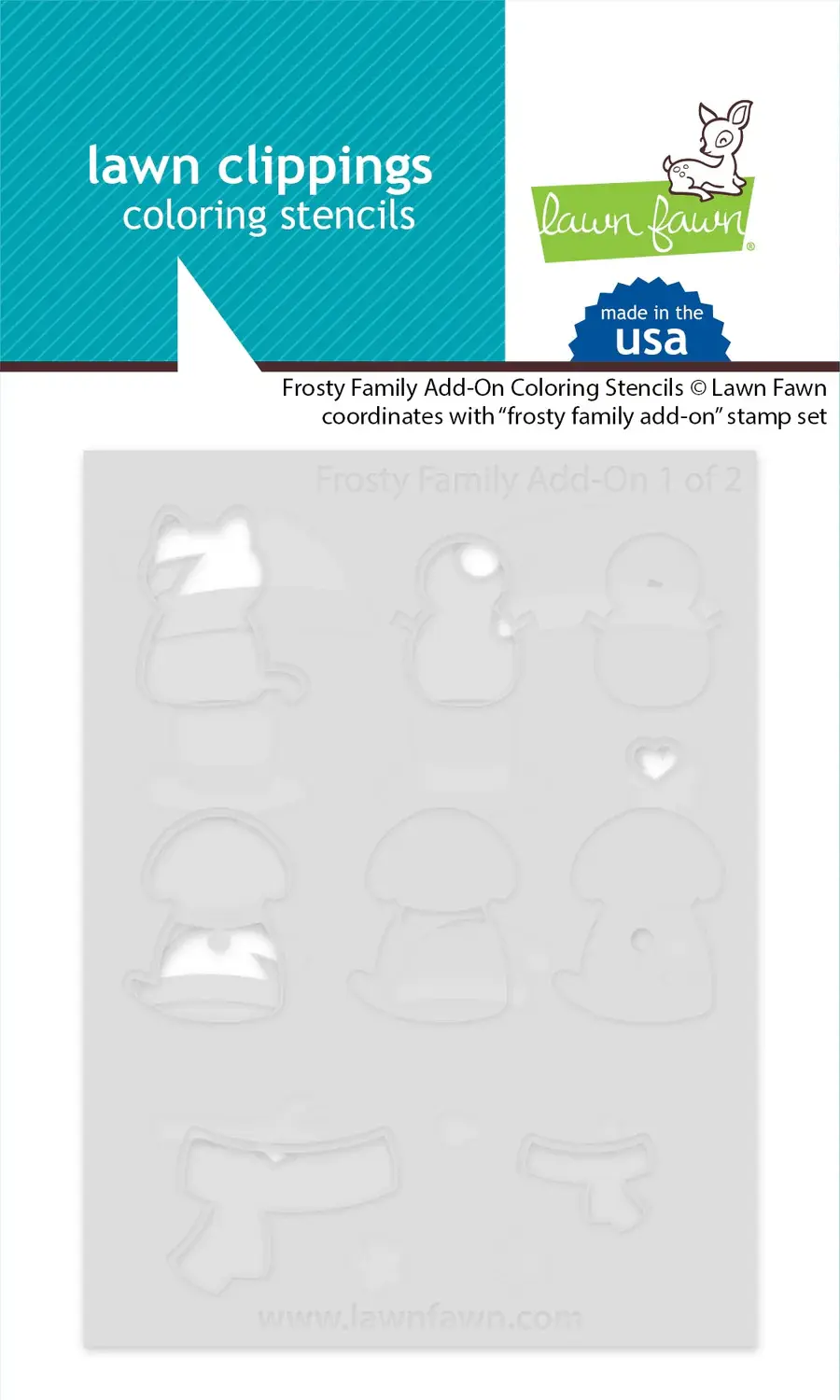 LAWN FAWN LAWN FAWN FROSTY FAMILY ADD-ON COLORING STENCIL 2/PK