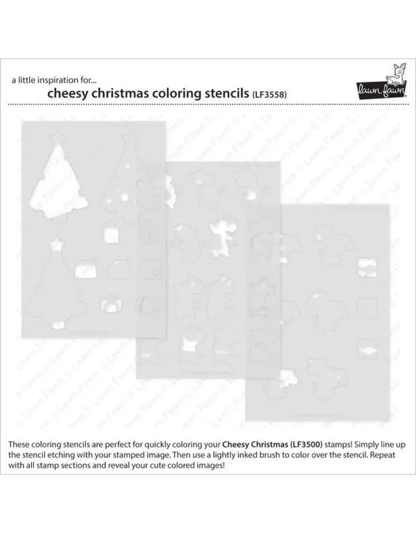 LAWN FAWN LAWN FAWN CHEESY CHRISTMAS COLORING STENCIL 3/PK