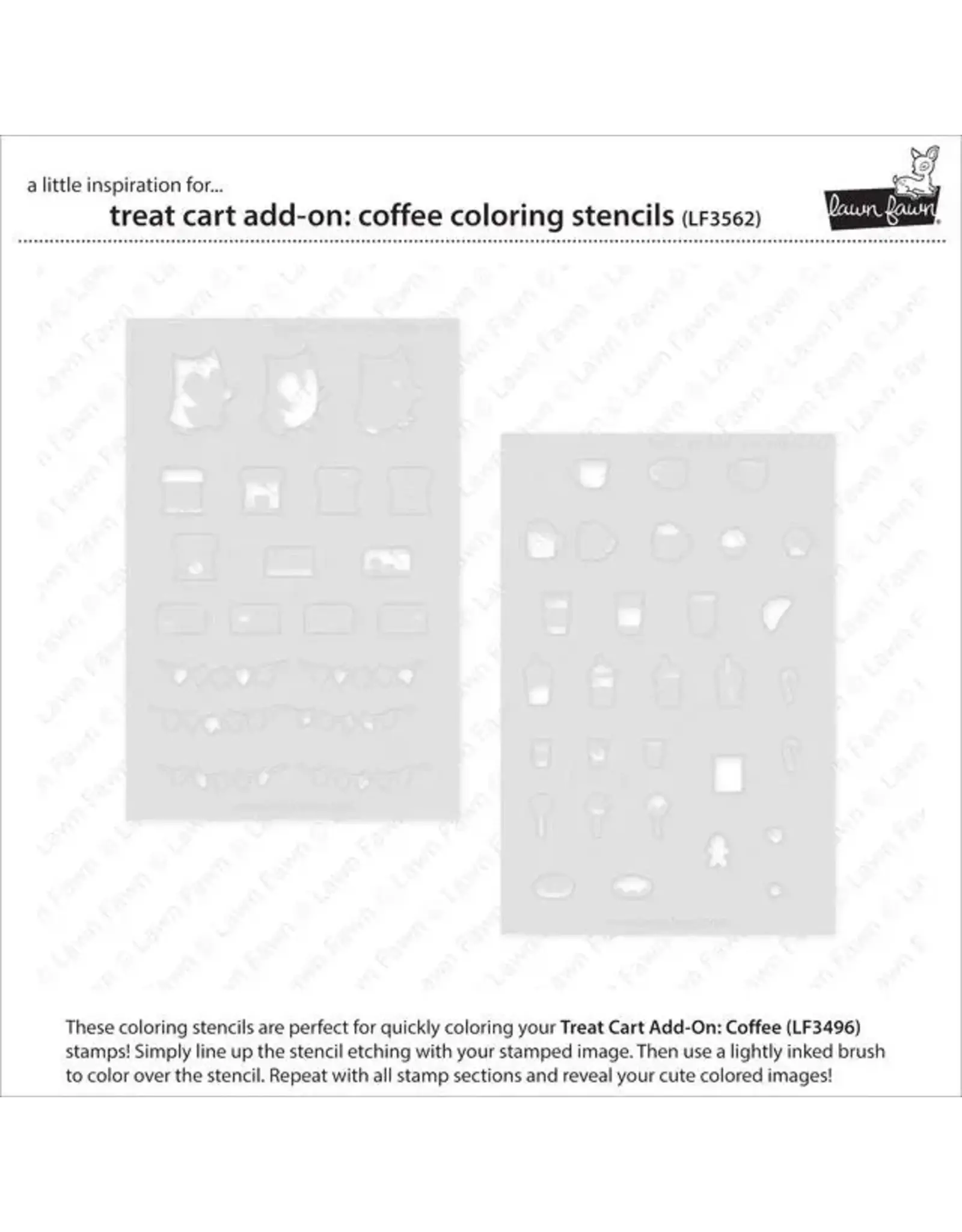 LAWN FAWN LAWN FAWN TREAT CART COFFEE ADD-ON COLORING STENCIL 2/PK