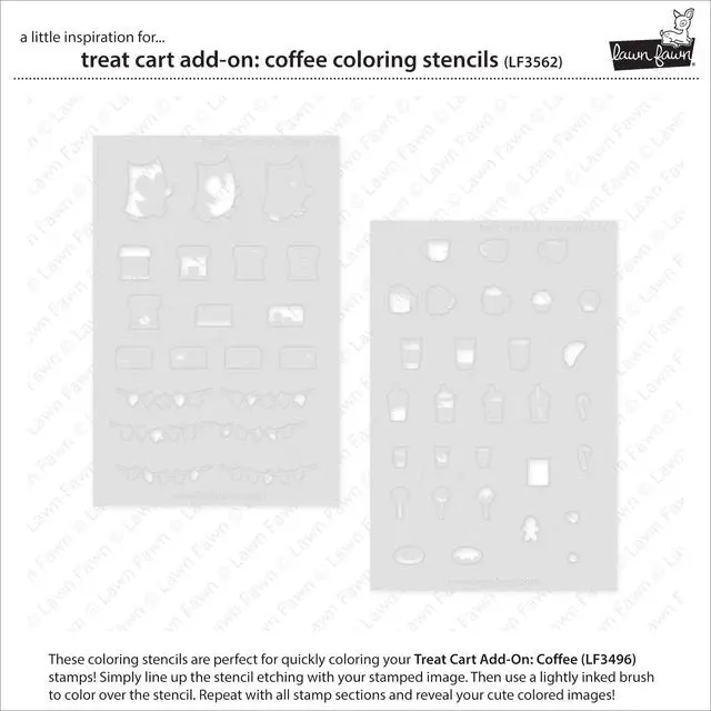 LAWN FAWN LAWN FAWN TREAT CART COFFEE ADD-ON COLORING STENCIL 2/PK