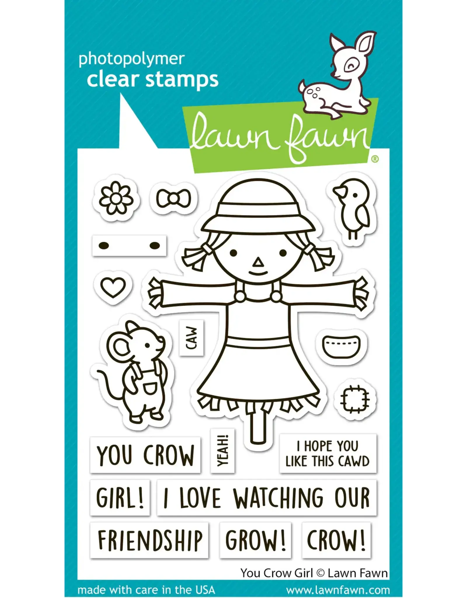 LAWN FAWN LAWN FAWN YOU CROW GIRL CLEAR STAMP SET