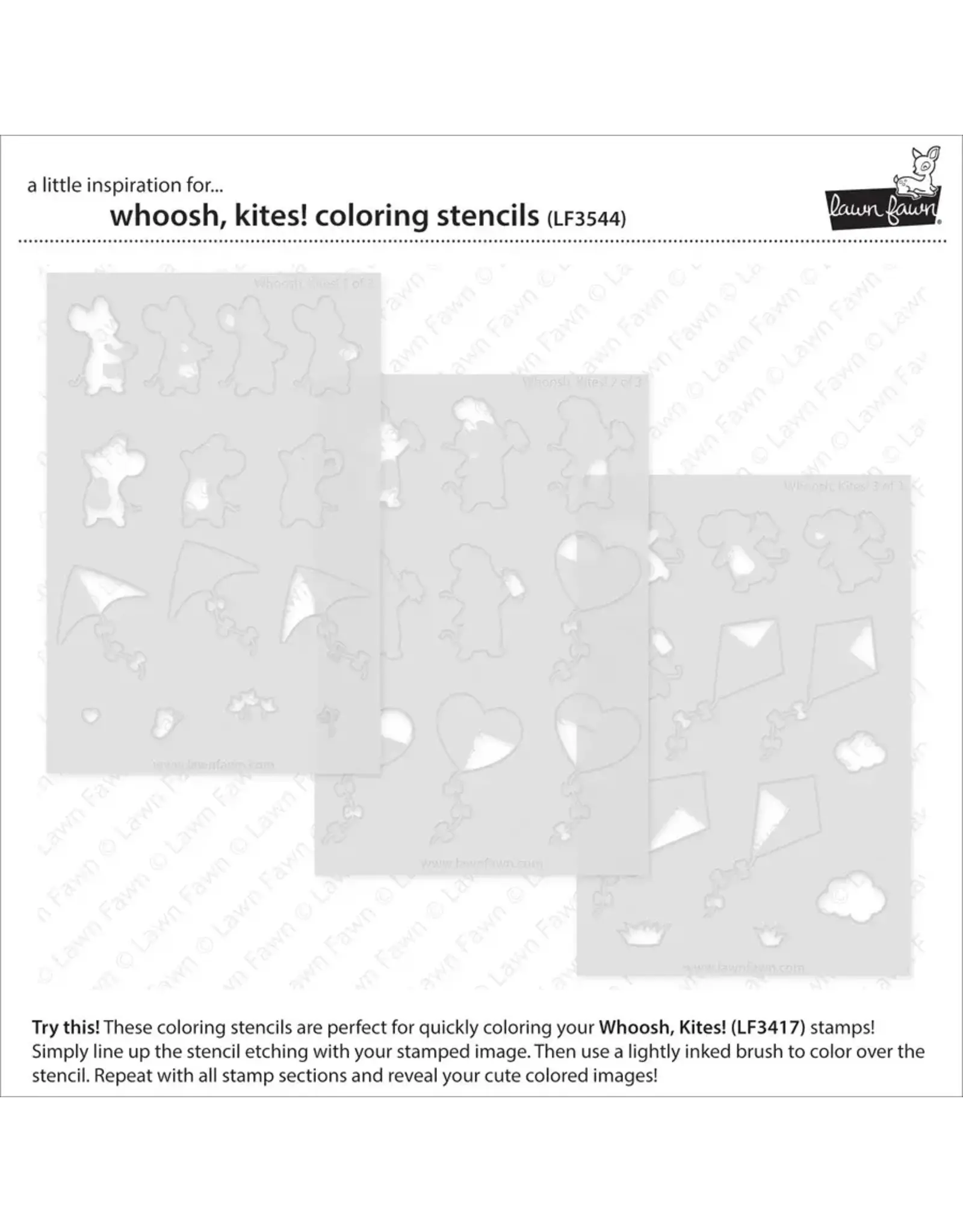 LAWN FAWN LAWN FAWN WHOOSH, KITES! COLORING STENCIL 3/PK