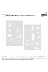 LAWN FAWN LAWN FAWN CRITTERS IN THE DESERT COLORING STENCIL 2/PK