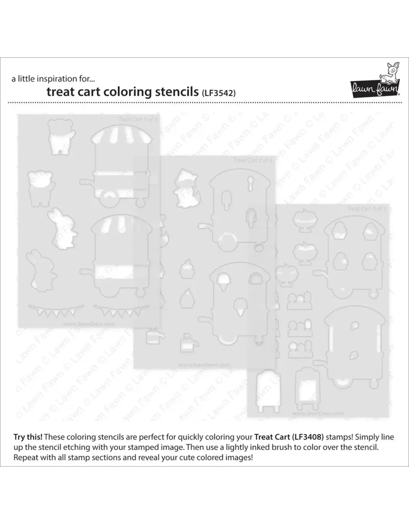 LAWN FAWN LAWN FAWN TREAT CART COLORING STENCIL 3/PK