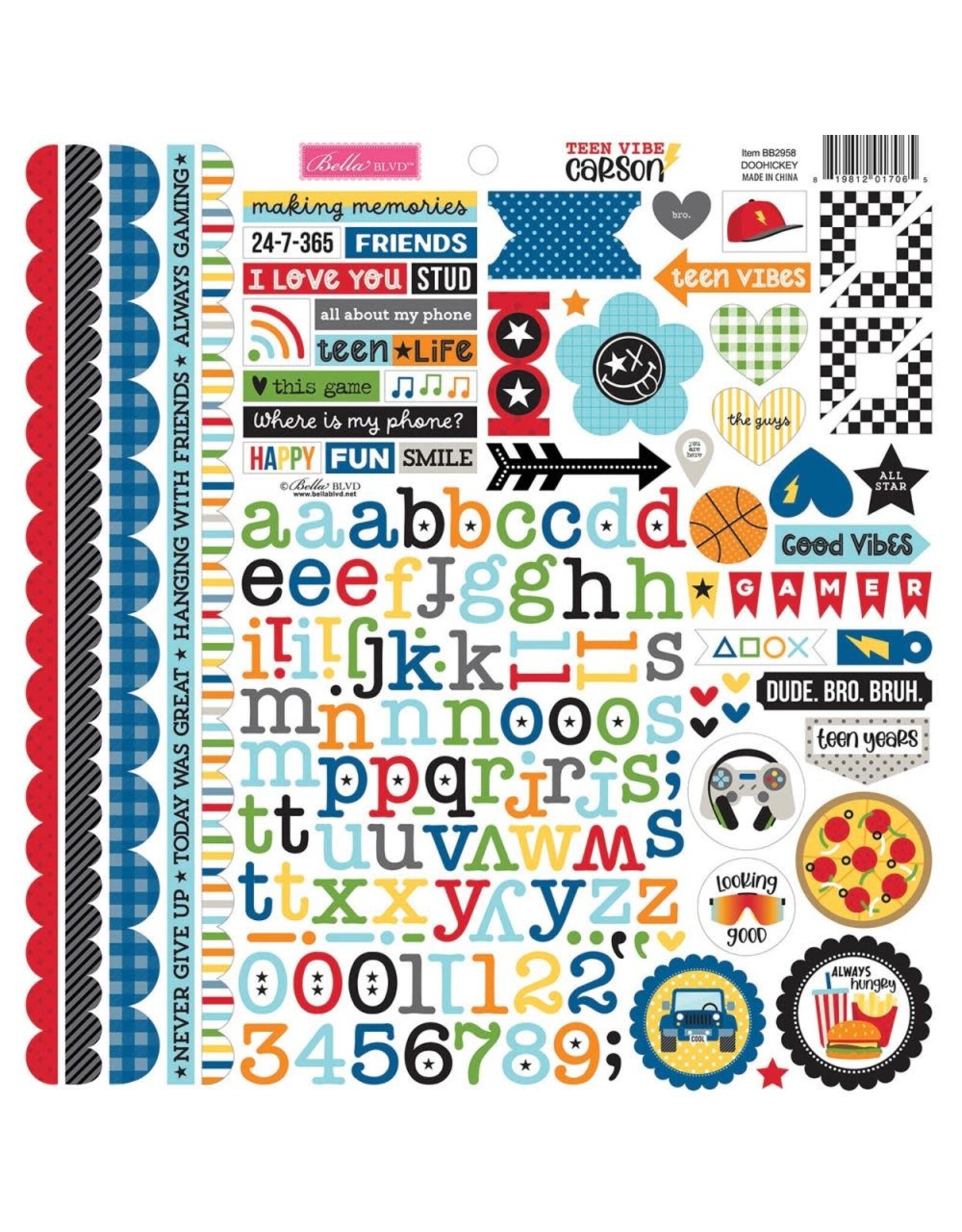 BELLA BLVD BELLA BLVD TEEN VIBE CARSON DOOHICKEY 12x12 CARDSTOCK STICKERS