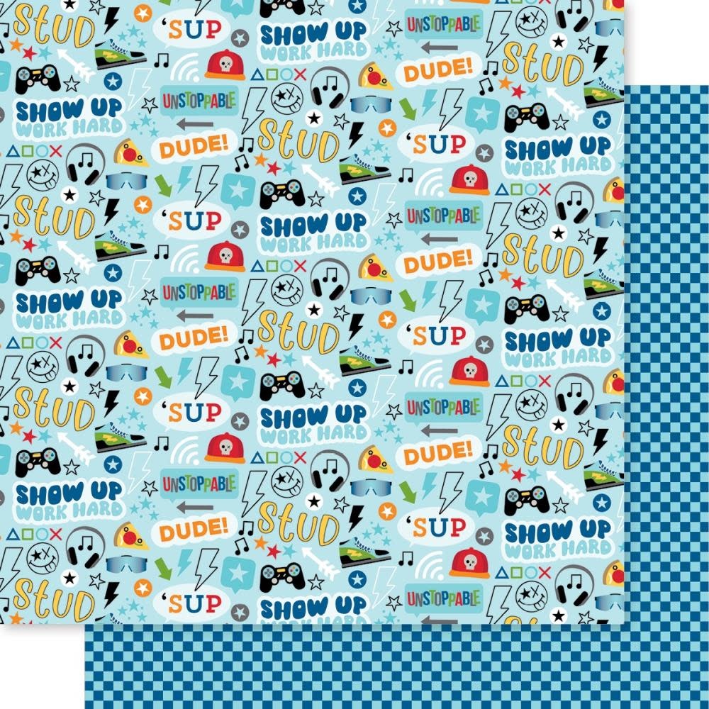 BELLA BLVD TEEN VIBE CARSON THE GUYS PATTERENED PAPER 12"x12"