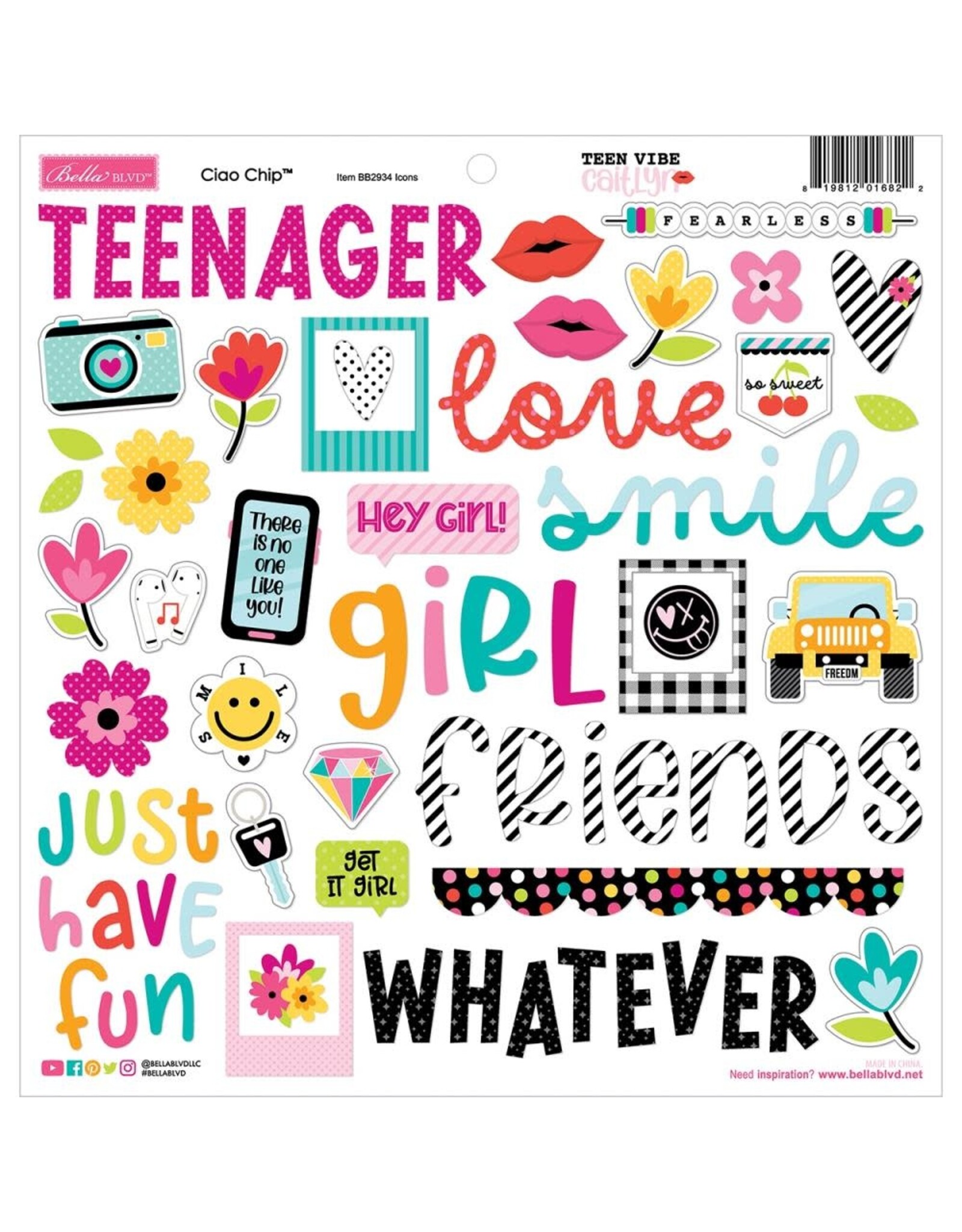 BELLA BLVD BELLA BLVD TEEN VIBE CAITLYN ICONS 12x12 CHIPBOARD STICKERS