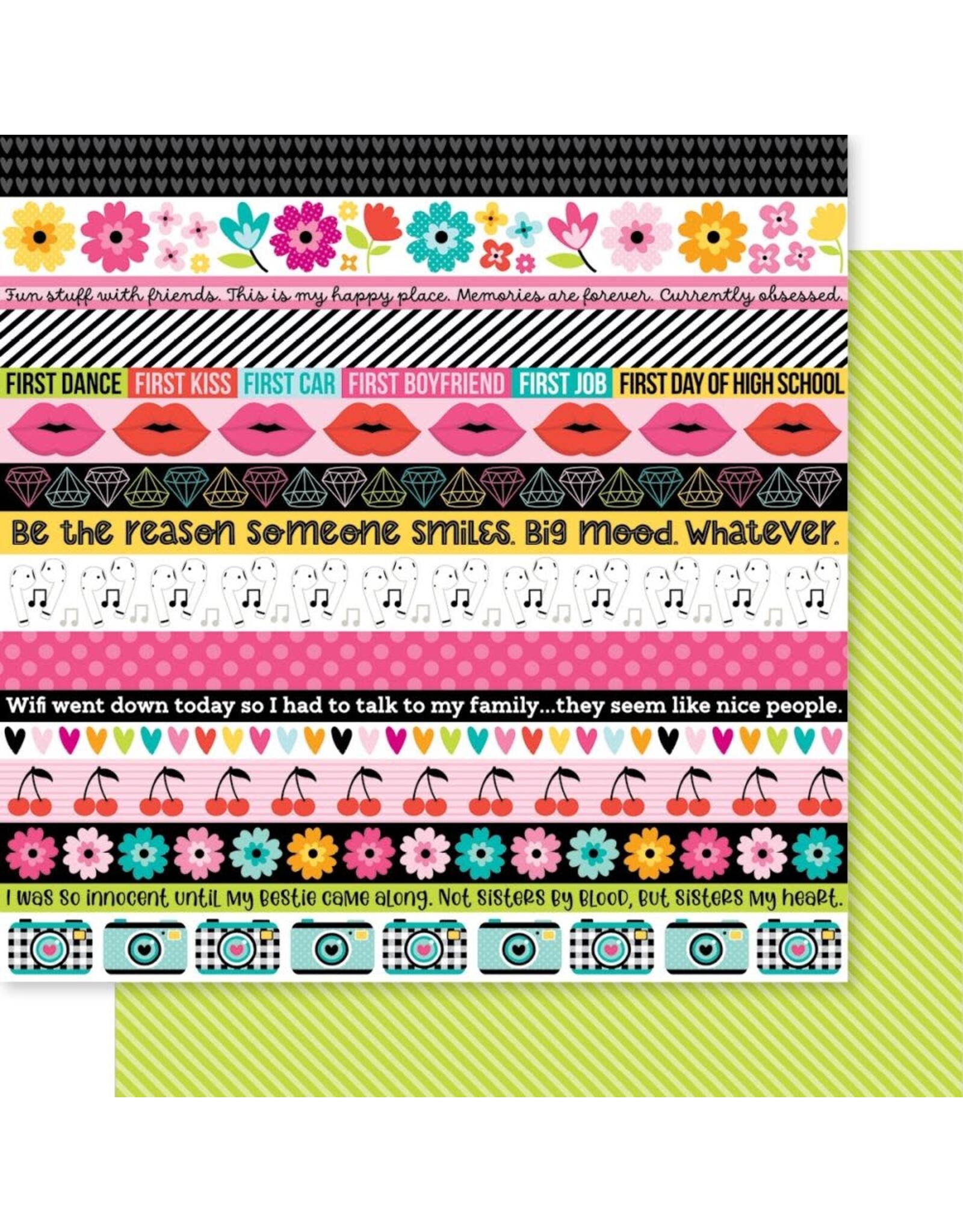 BELLA BLVD BELLA BLVD TEEN VIBE CAITLYN BORDERS PATTERENED PAPER 12"x12"