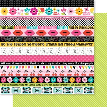 BELLA BLVD TEEN VIBE CAITLYN BORDERS PATTERENED PAPER 12"x12"