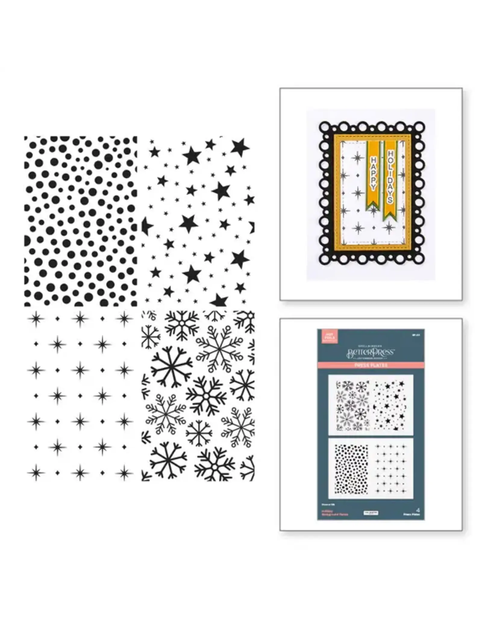 SPELLBINDERS SPELLBINDERS BETTERPRESS LISA HORTON ESSENTIAL HOLIDAY COLLECTION HOLIDAY BACKGROUNDS PANELS PRESS PLATE