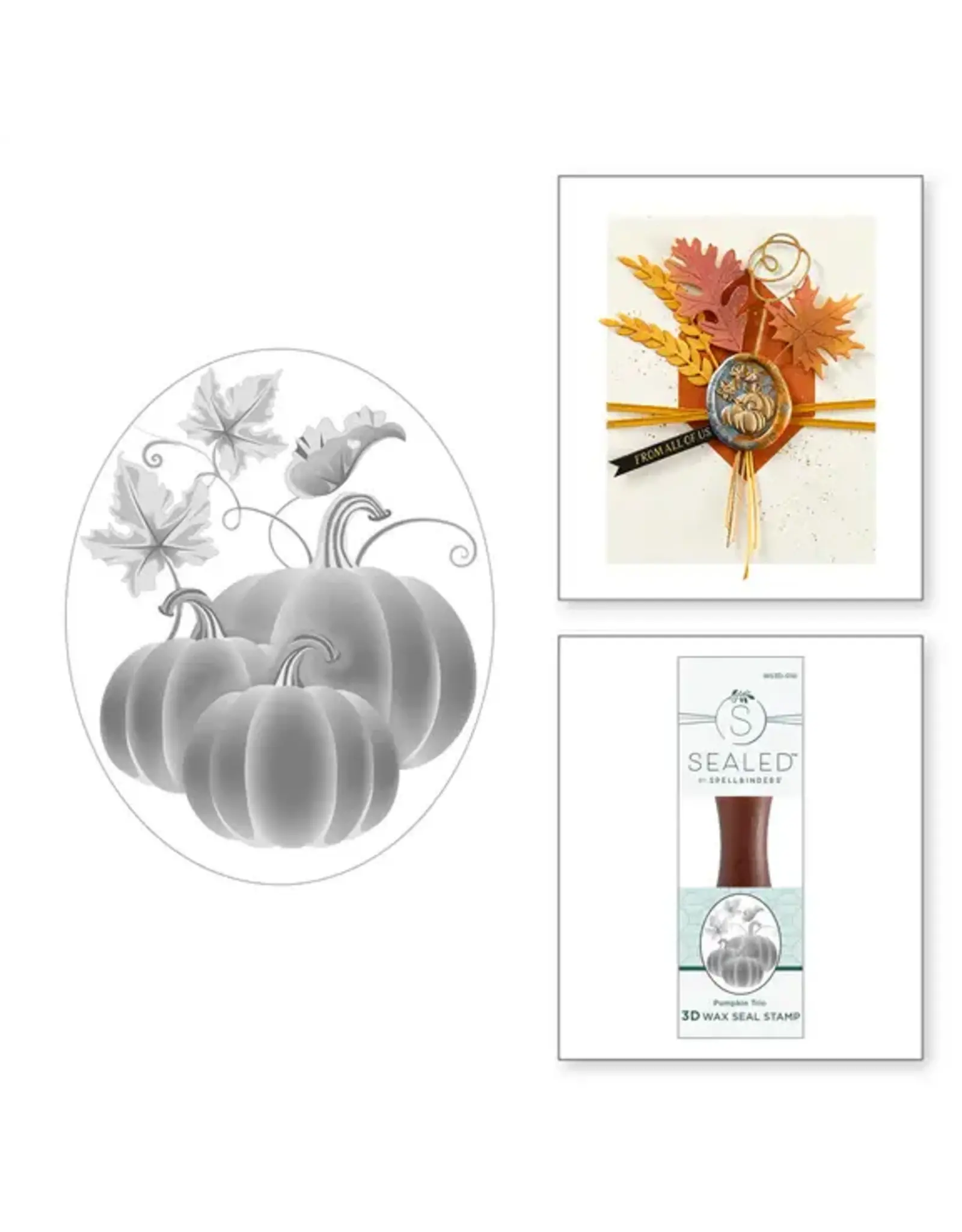 SPELLBINDERS SPELLBINDERS FALLING LEAVES COLLECTION PUMPKIN TRIO 3D WAX SEAL STAMP SET