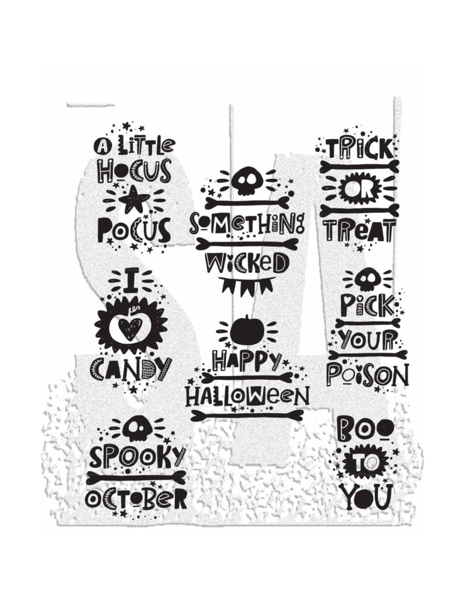 STAMPERS ANONYMOUS STAMPERS ANONYMOUS TIM HOLTZ HALLOWEEN WHATNOTS 7x8.5 CLING STAMP SET