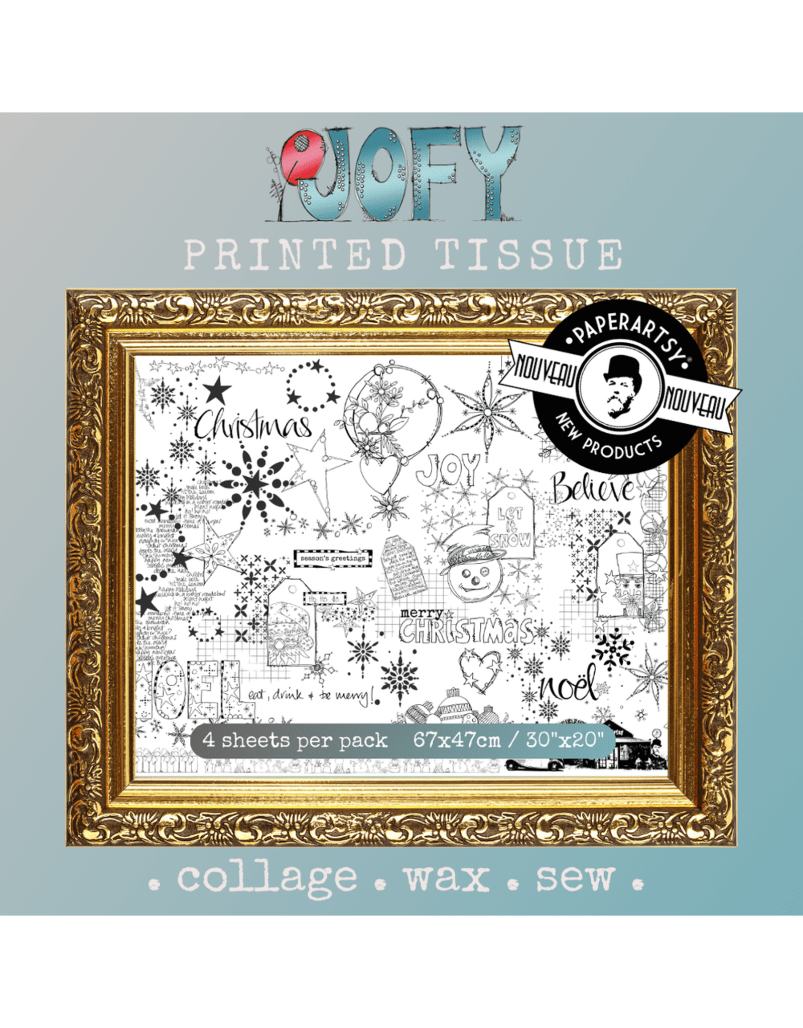 PAPER ARTSY PAPER ARTSY JOFY CHRISTMAS PRINTED TISSUE COLLAGE PAPER 4 SHEETS