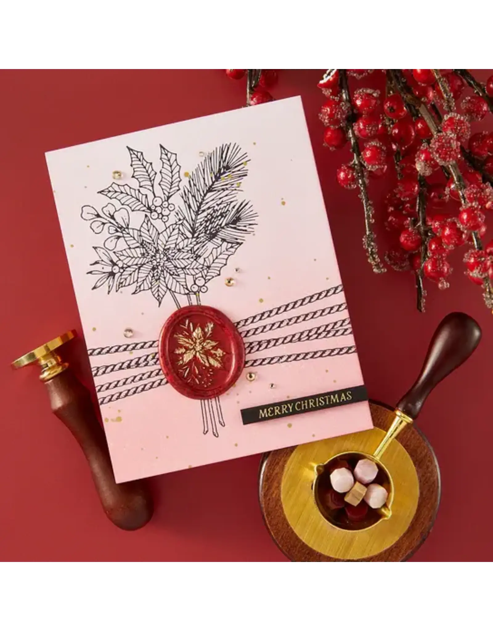 SPELLBINDERS SPELLBINDERS SEALED 3D CHRISTMAS COLLECTION POINSETTIA 3D WAX SEAL STAMP SET