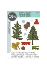 SIZZIX SIZZIX 49 AND MARKET PINE HOLIDAYS FRAMELITS DIE AND CLEAR STAMP SET