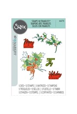 SIZZIX SIZZIX 49 AND MARKET PENCIL LINE HOLLY FRAMELITS DIE AND CLEAR STAMP SET