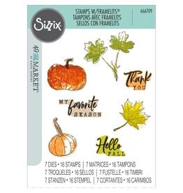 SIZZIX SIZZIX 49 AND MARKET PENCIL LINE HARVEST FRAMELITS DIE AND CLEAR STAMP SET