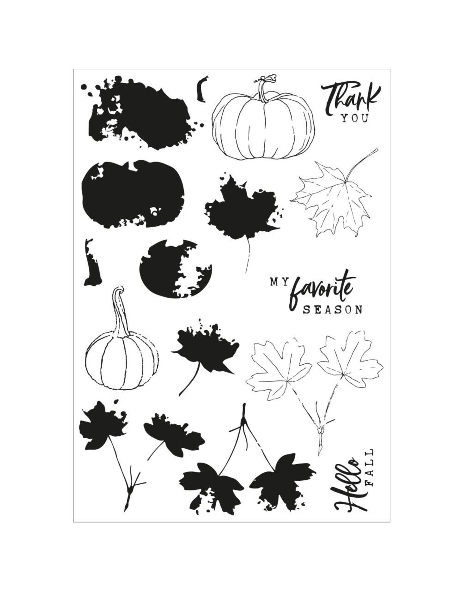 SIZZIX SIZZIX 49 AND MARKET PENCIL LINE HARVEST FRAMELITS DIE AND CLEAR STAMP SET