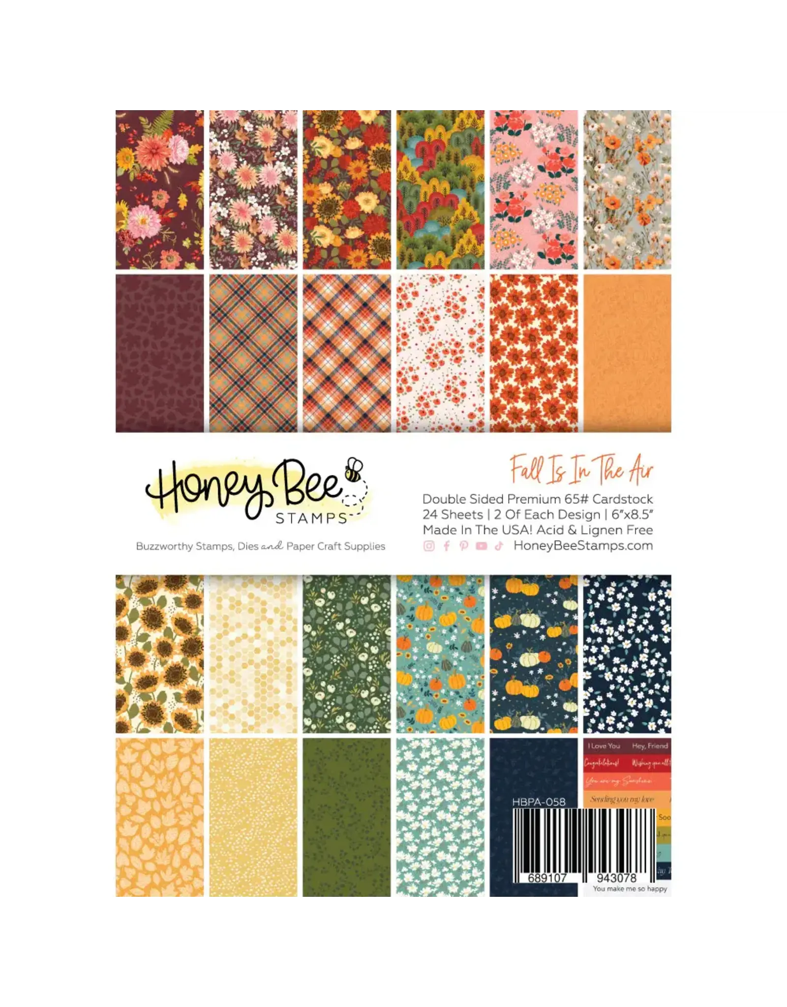 HONEY BEE HONEY BEE STAMPS FALL IS IN THE AIR PAPER PAD 6X8.5 24 SHEETS