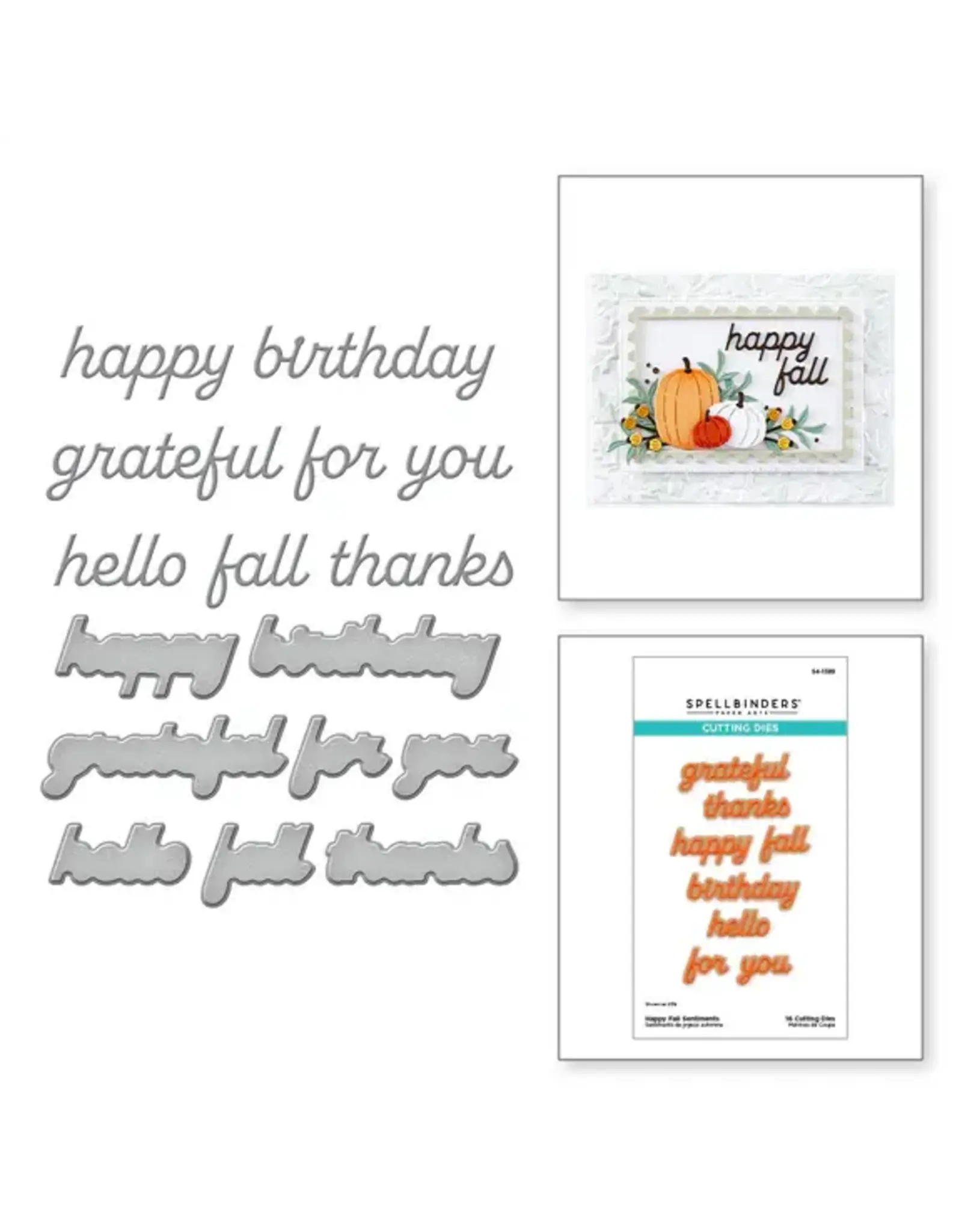 SPELLBINDERS SPELLBINDERS WORLD CARDMAKING DAY EXCLUSIVE HAPPY FALL SENTIMENTS ETCHED DIE SET