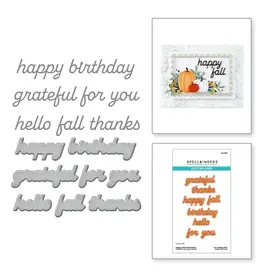 SPELLBINDERS SPELLBINDERS WORLD CARDMAKING DAY EXCLUSIVE HAPPY FALL SENTIMENTS ETCHED DIE SET