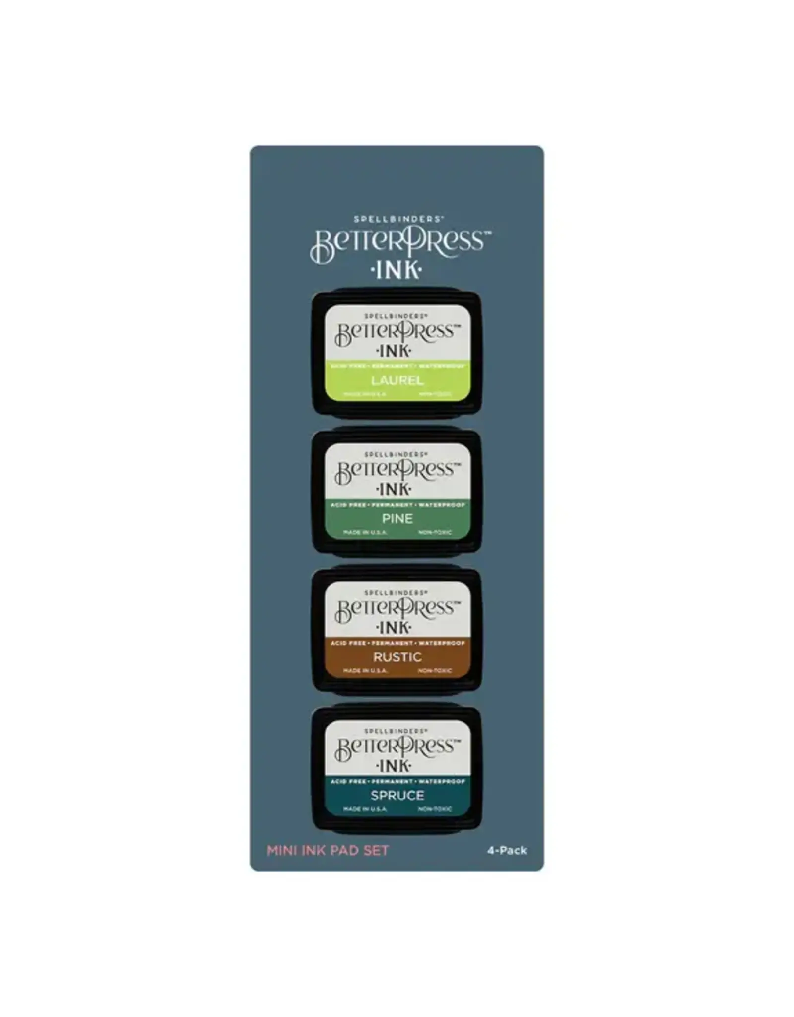 SPELLBINDERS SPELLBINDERS BETTERPRESS INK WOODLANDS MINI SET 4/PK