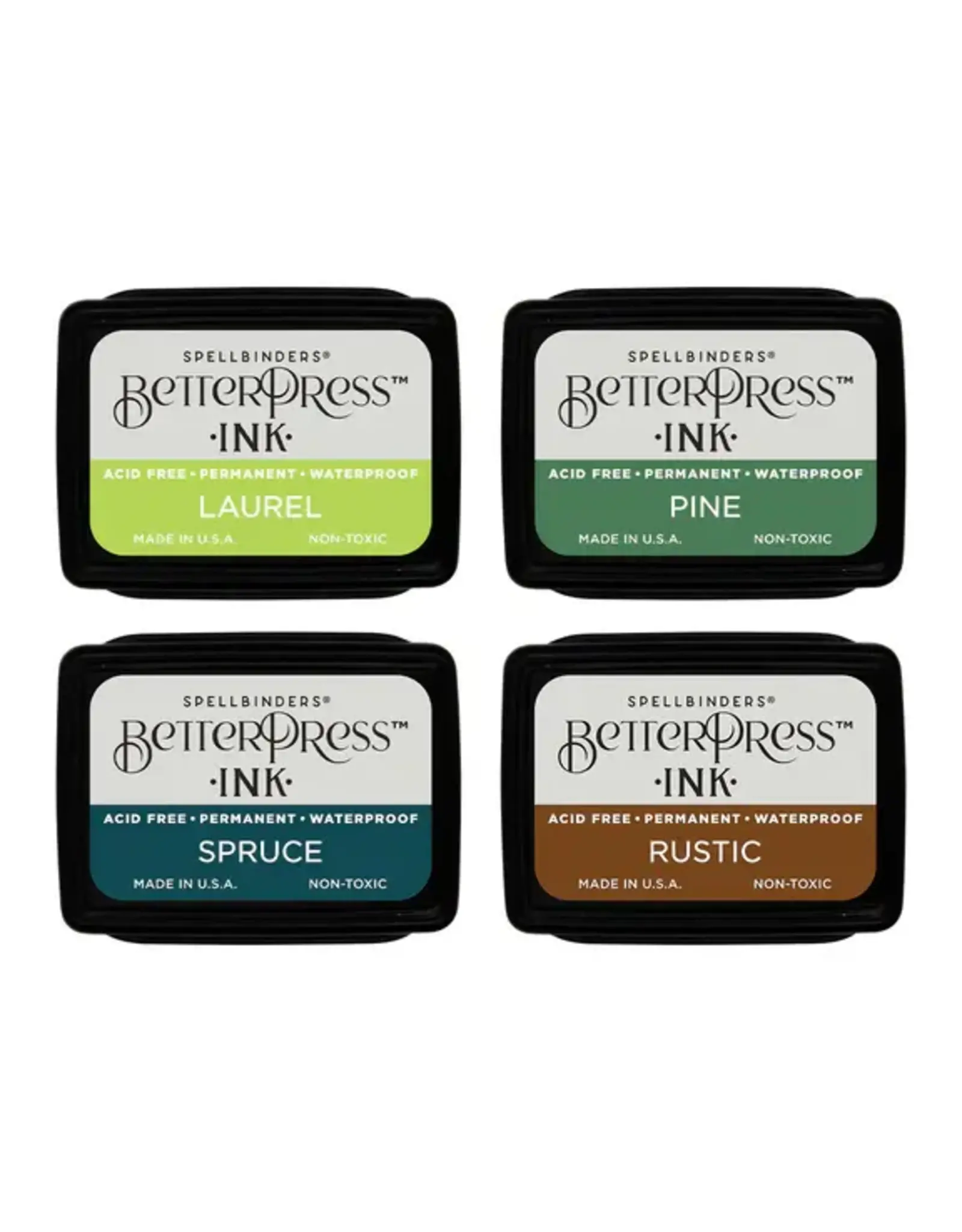 SPELLBINDERS SPELLBINDERS BETTERPRESS INK WOODLANDS MINI SET 4/PK