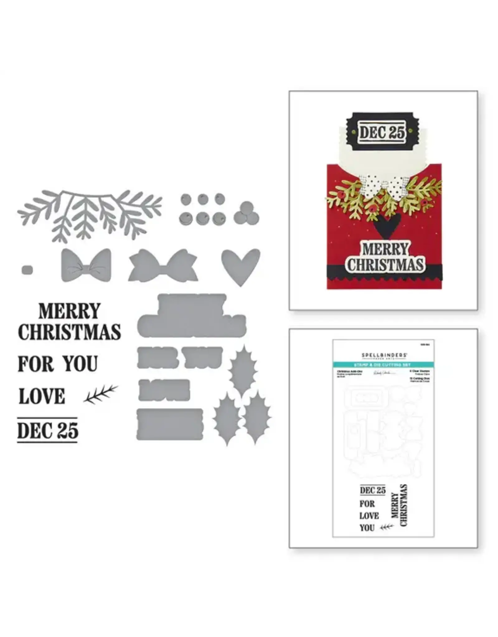 SPELLBINDERS SPELLBINDERS WENDY VECCHI NOT YOUR ORDINARY CARD COLLECTION CHRISTMAS ADD-ONS CLEAR STAMP & DIE SET