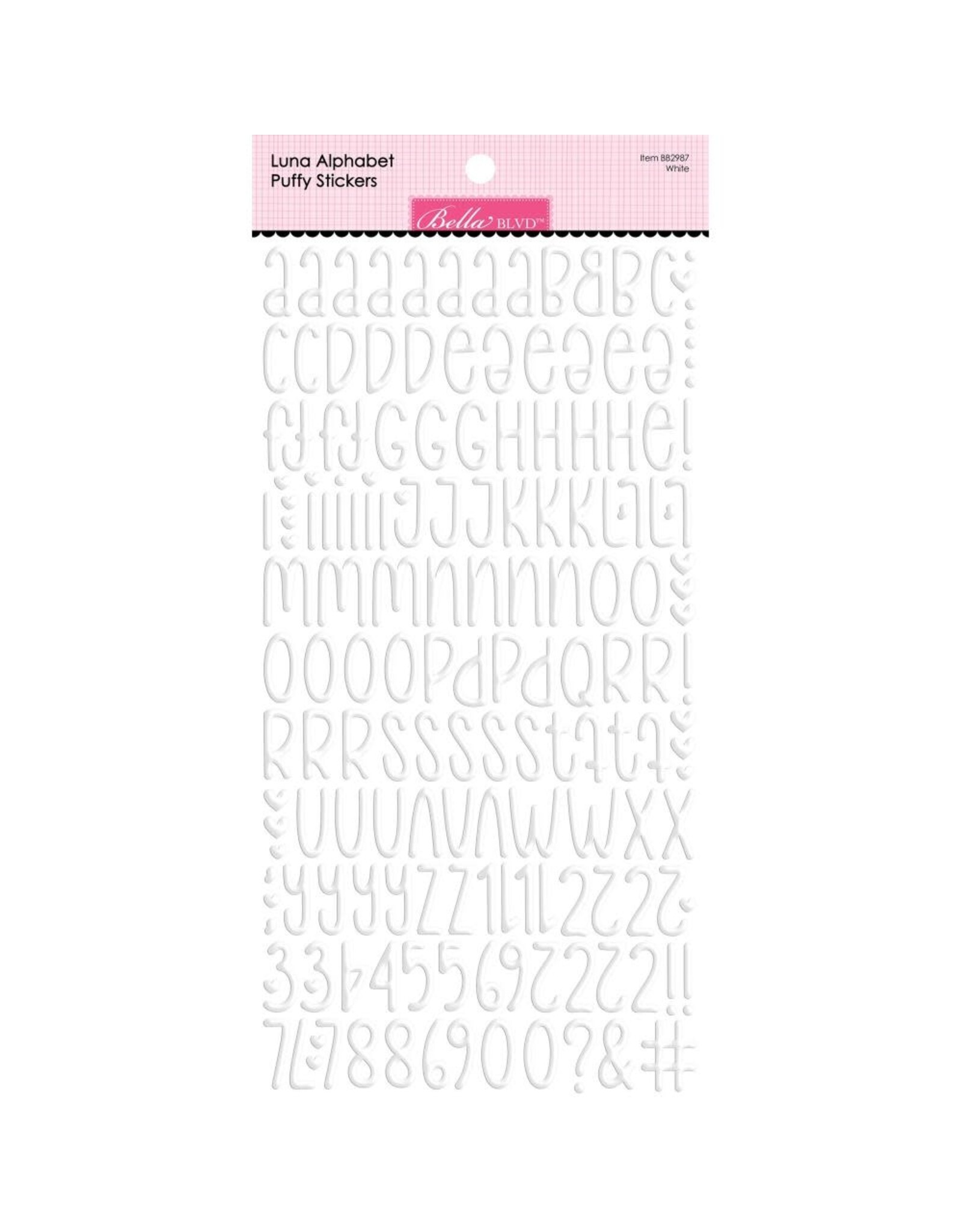 BELLA BLVD BELLA BLVD LUNA ALPHABET WHITE PUFFY STICKERS