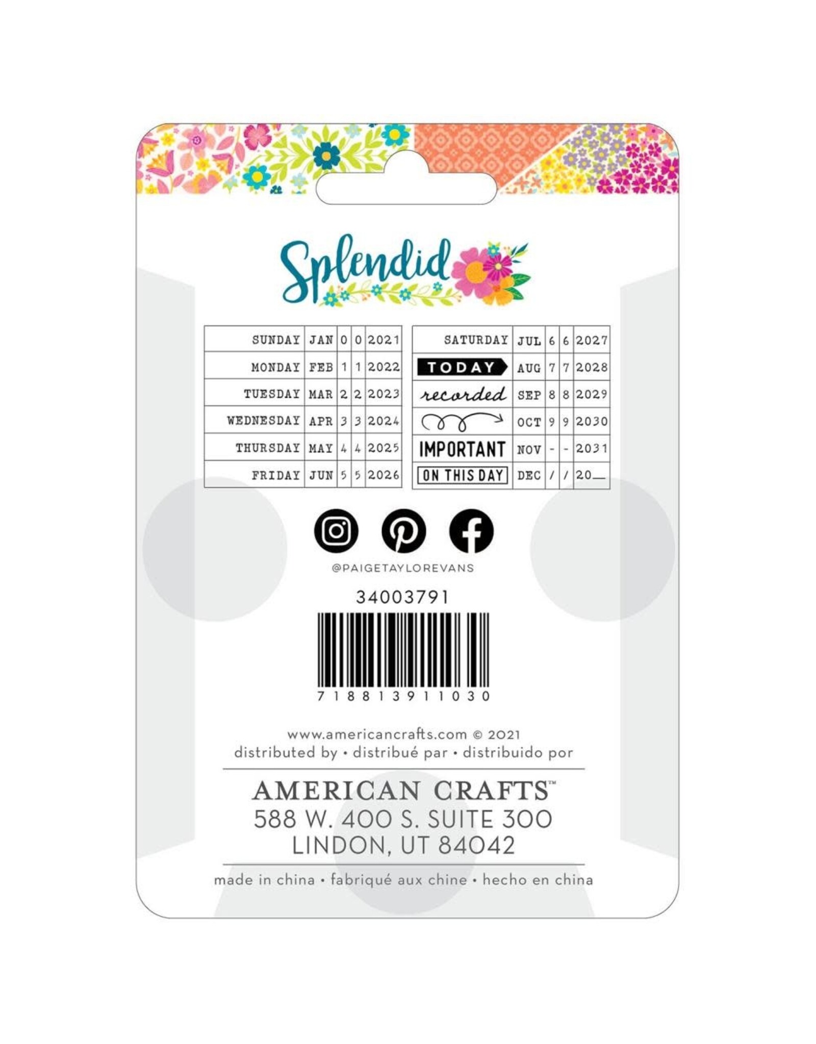 AMERICAN CRAFTS AMERICAN CRAFTS PAIGE EVANS SPLENDID ROLLER DATE STAMP