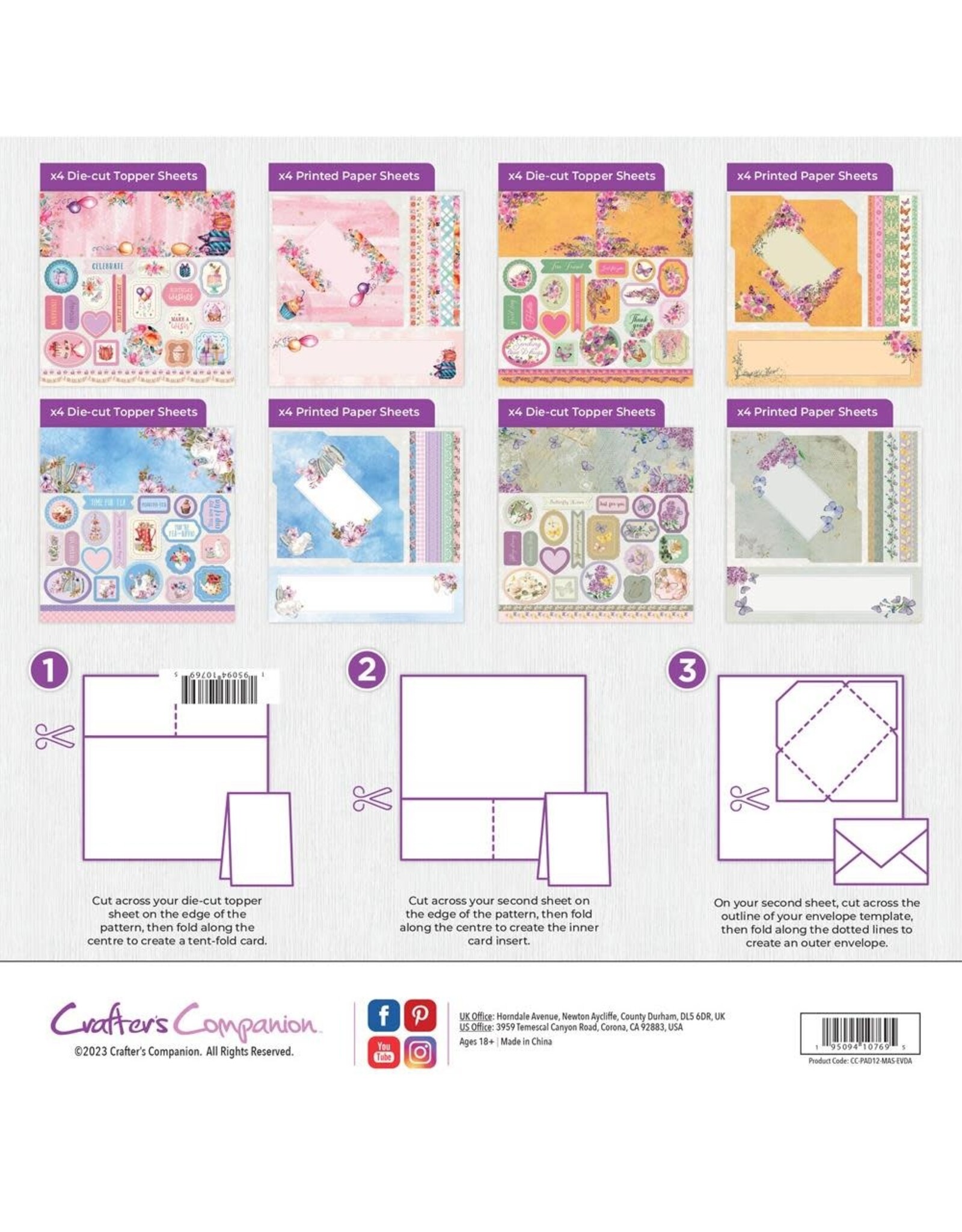 CRAFTERS COMPANION CRAFTERS COMPANION EVERYDAY 12x12 MAKE AND SEND CARD MAKING PADS 32 SHEETS