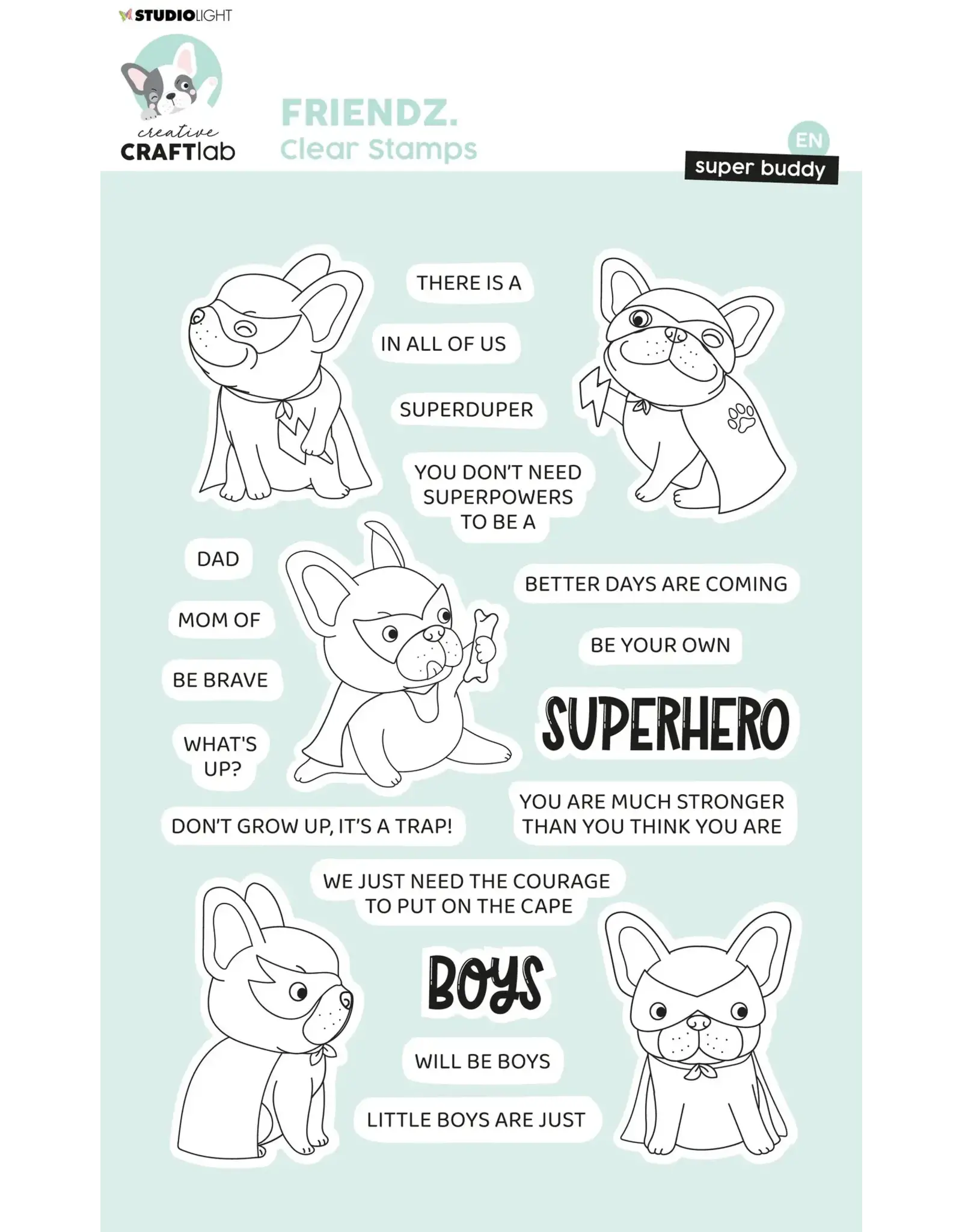 STUDIOLIGHT STUDIOLIGHT CREATIVE CRAFTLAB FRIENDZ SUPER BUDDY CLEAR STAMP SET