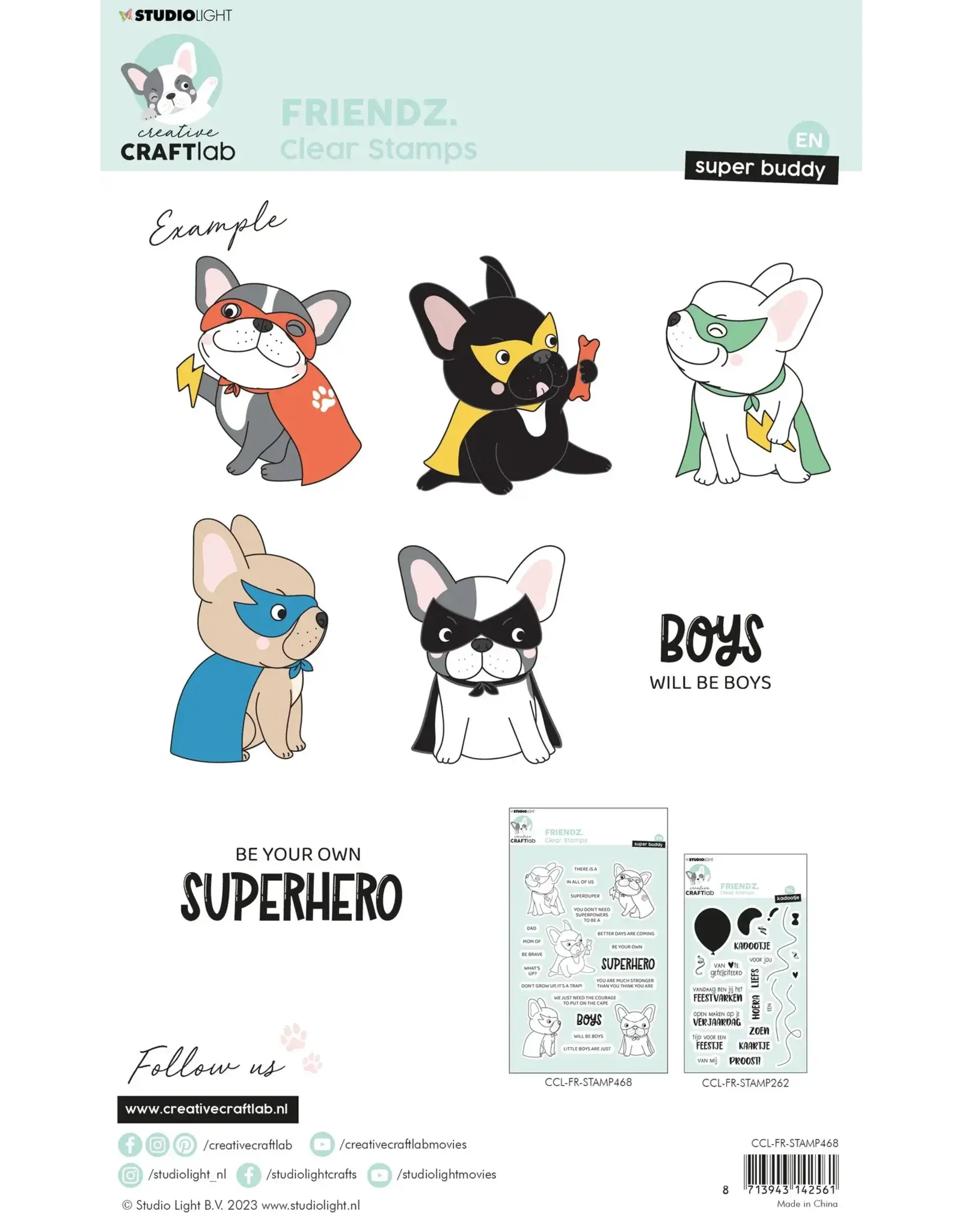 STUDIOLIGHT STUDIOLIGHT CREATIVE CRAFTLAB FRIENDZ SUPER BUDDY CLEAR STAMP SET