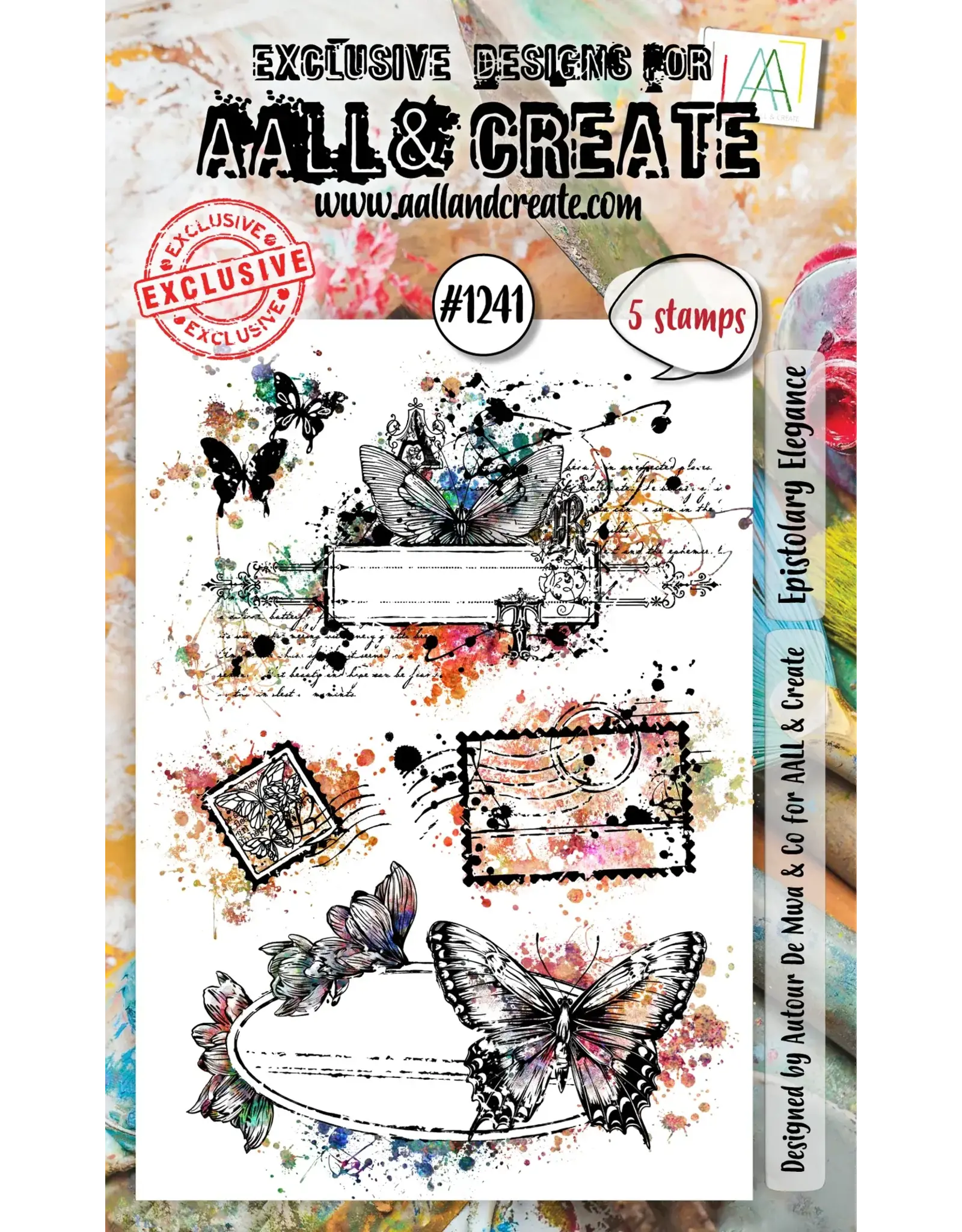 AALL & CREATE AALL & CREATE AUTOUR DE MWA #1241 EPISTOLARY ELEGANCE A6 CLEAR STAMP SET