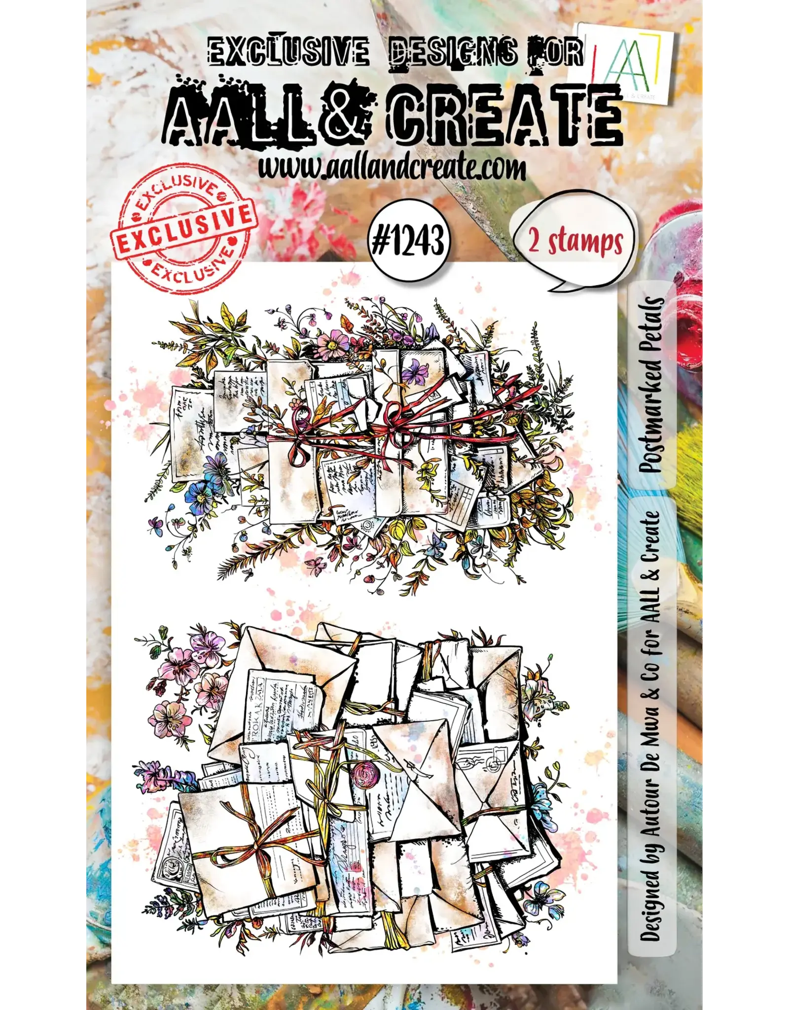 AALL & CREATE AALL & CREATE AUTOUR DE MWA #1243 POSTMARKED PETALS A6 CLEAR STAMP SET