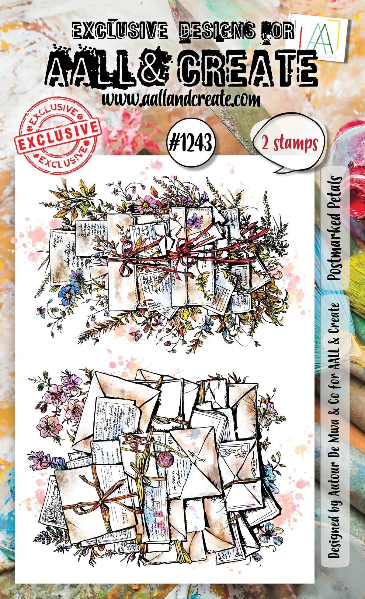 AALL & CREATE AALL & CREATE AUTOUR DE MWA #1243 POSTMARKED PETALS A6 CLEAR STAMP SET
