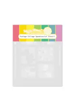 WAFFLE FLOWER WAFFLE FLOWER POSTAGE COLLAGE SPOOKTACULAR STENCIL 4/PK