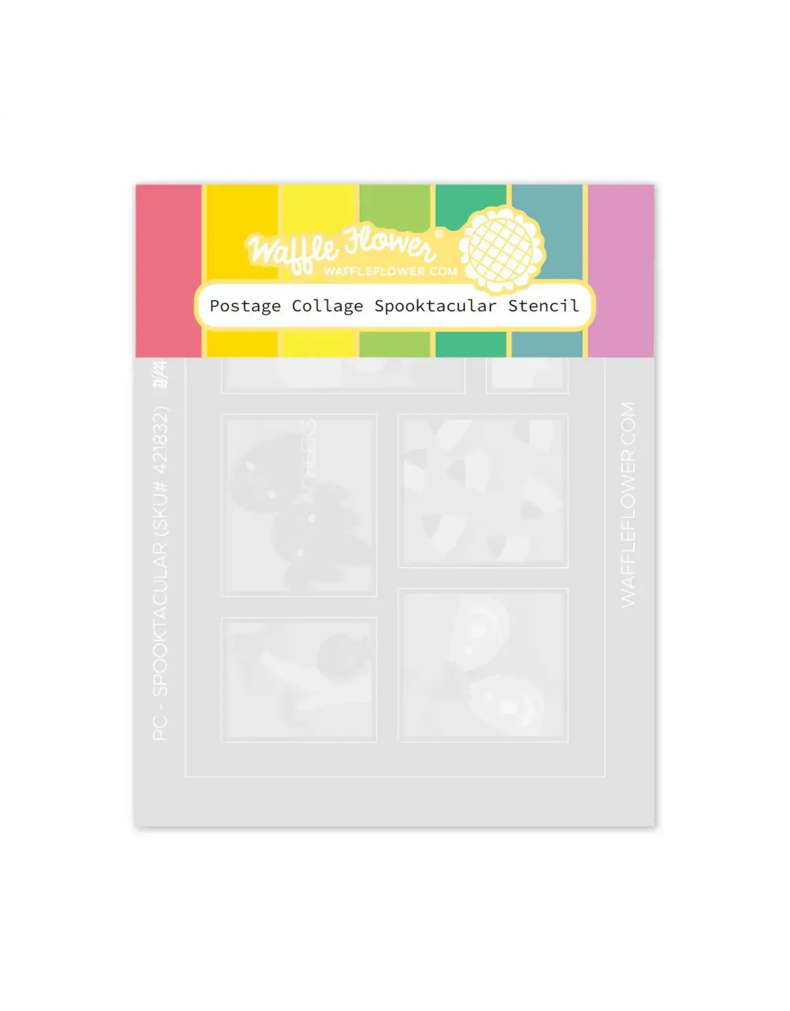 WAFFLE FLOWER WAFFLE FLOWER POSTAGE COLLAGE SPOOKTACULAR STENCIL 4/PK