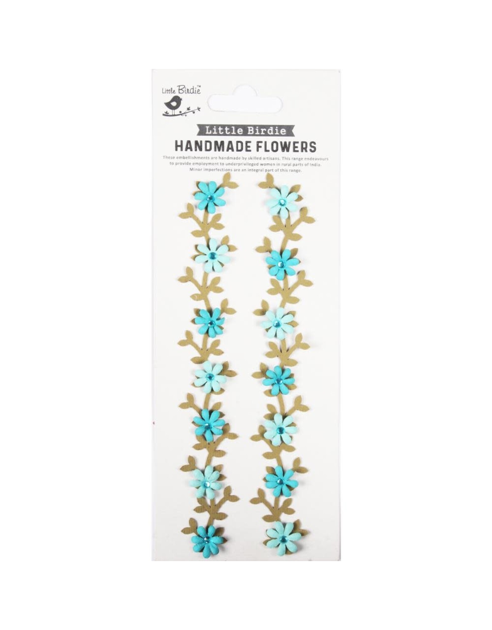 LITTLE BIRDIE LITTLE BIRDIE BLUE JEWEL FLORAL VINE EMBELLISHMENTS