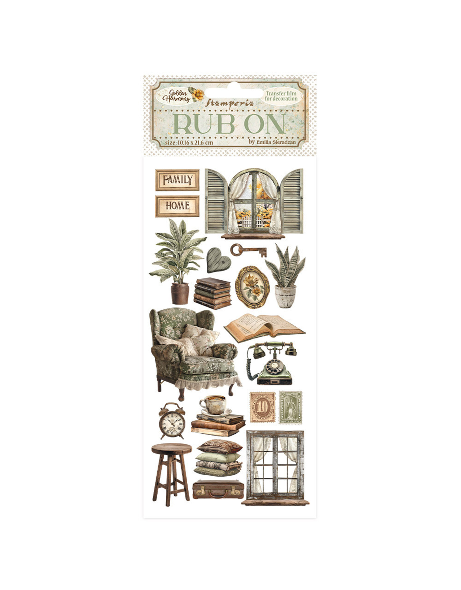 STAMPERIA STAMPERIA GOLDEN HARMONY COLLECTION WINDOW AND BOOKS RUB-ON