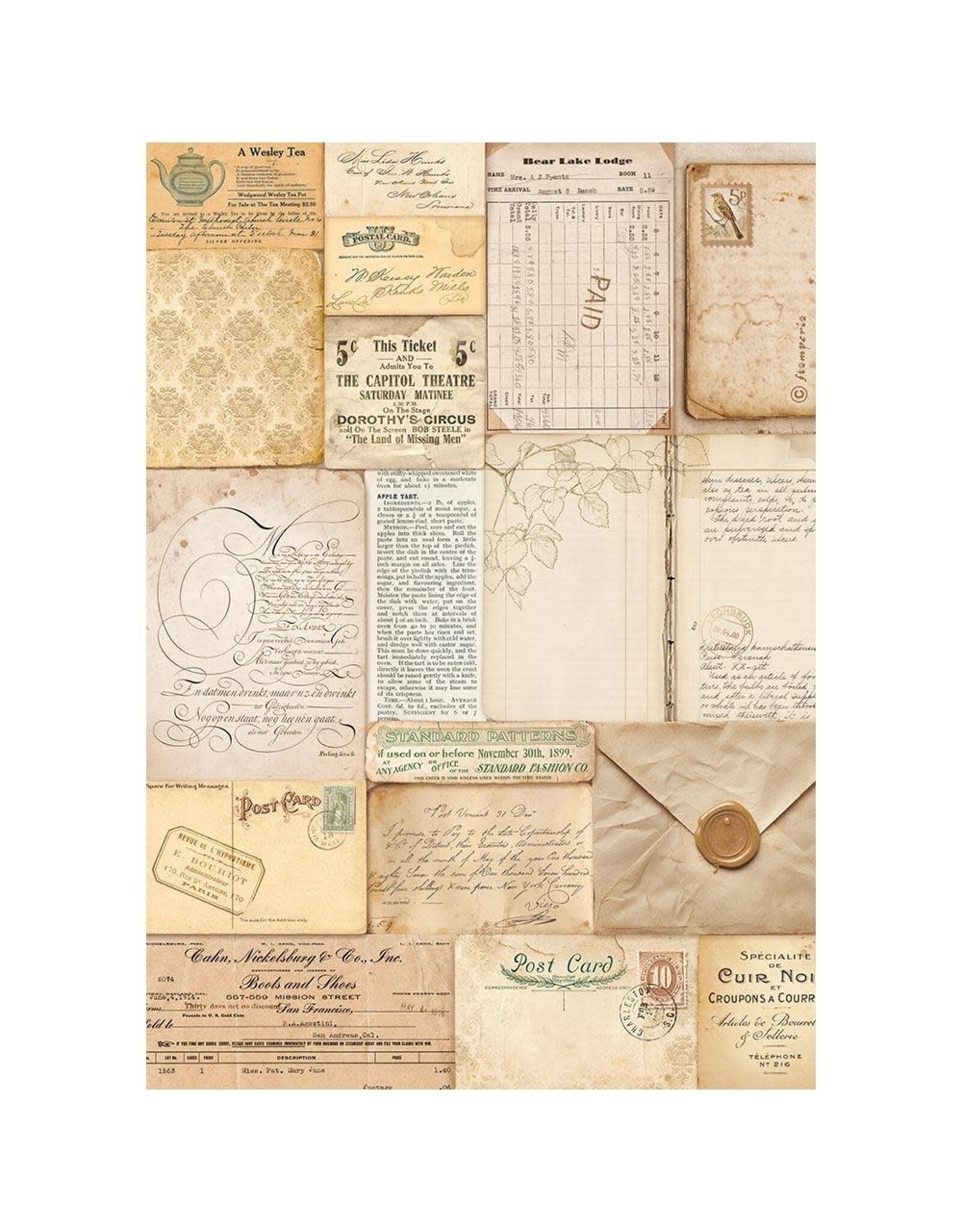 STAMPERIA STAMPERIA GOLDEN HARMONY COLLECTION ASSORTED A4 RICE PAPER 6/PK