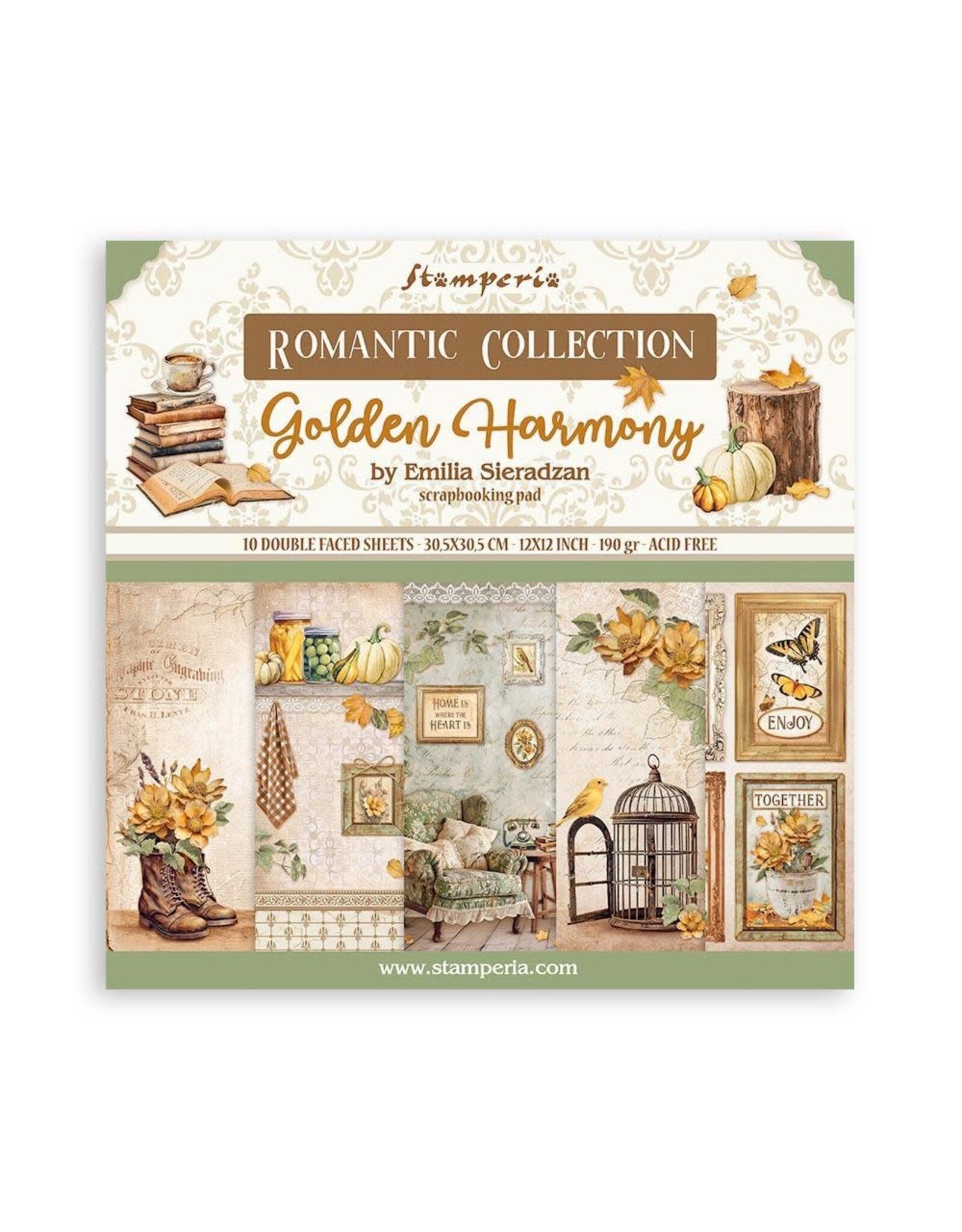 STAMPERIA STAMPERIA GOLDEN HARMONY COLLECTION 12X12 COLLECTION PACK 10 SHEETS