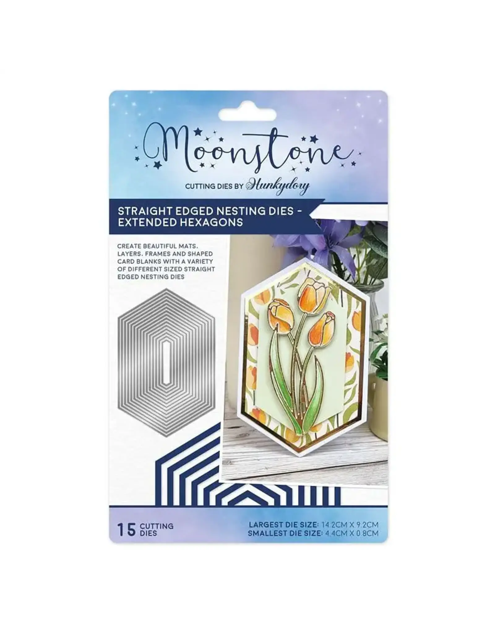 HUNKYDORY CRAFTS LTD. HUNKYDORY MOONSTONE STRAIGHT EDGED NESTING DIES - EXTENDED HEXAGON DIE SET