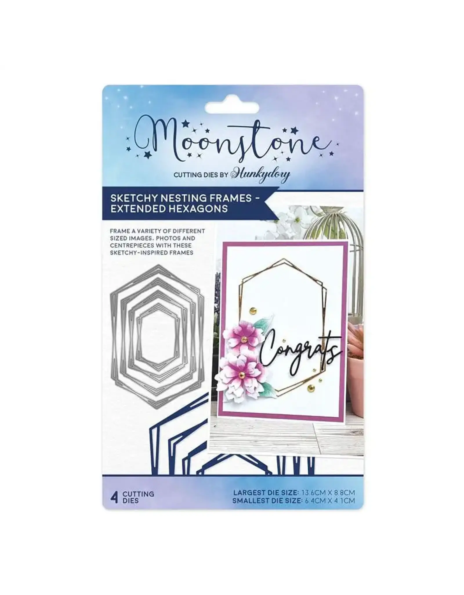 HUNKYDORY CRAFTS LTD. HUNKYDORY MOONSTONE SKETCHY NESTING DIES - EXTENDED HEXAGON DIE SET