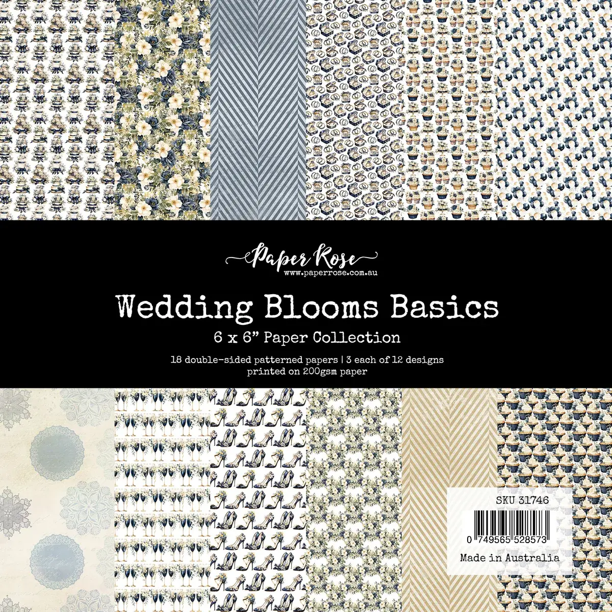 PAPER ROSE PAPER ROSE WEDDING BLOOMS BASICS 6x6 PAPER COLLECTION