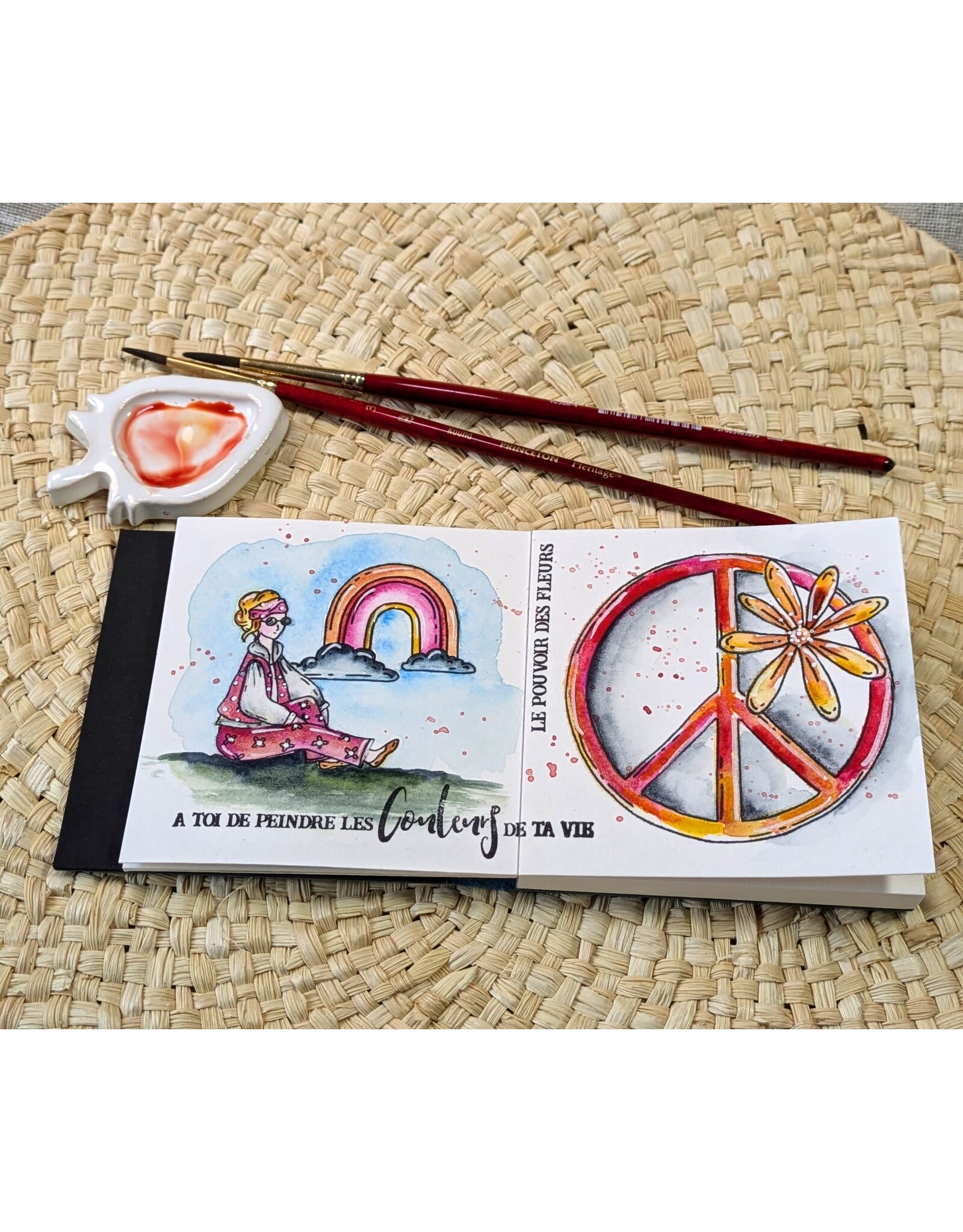 CHOU & FLOWERS CHOU & FLOWERS PEACE AND LOVE GOOD VIBES CLEAR STAMP SET