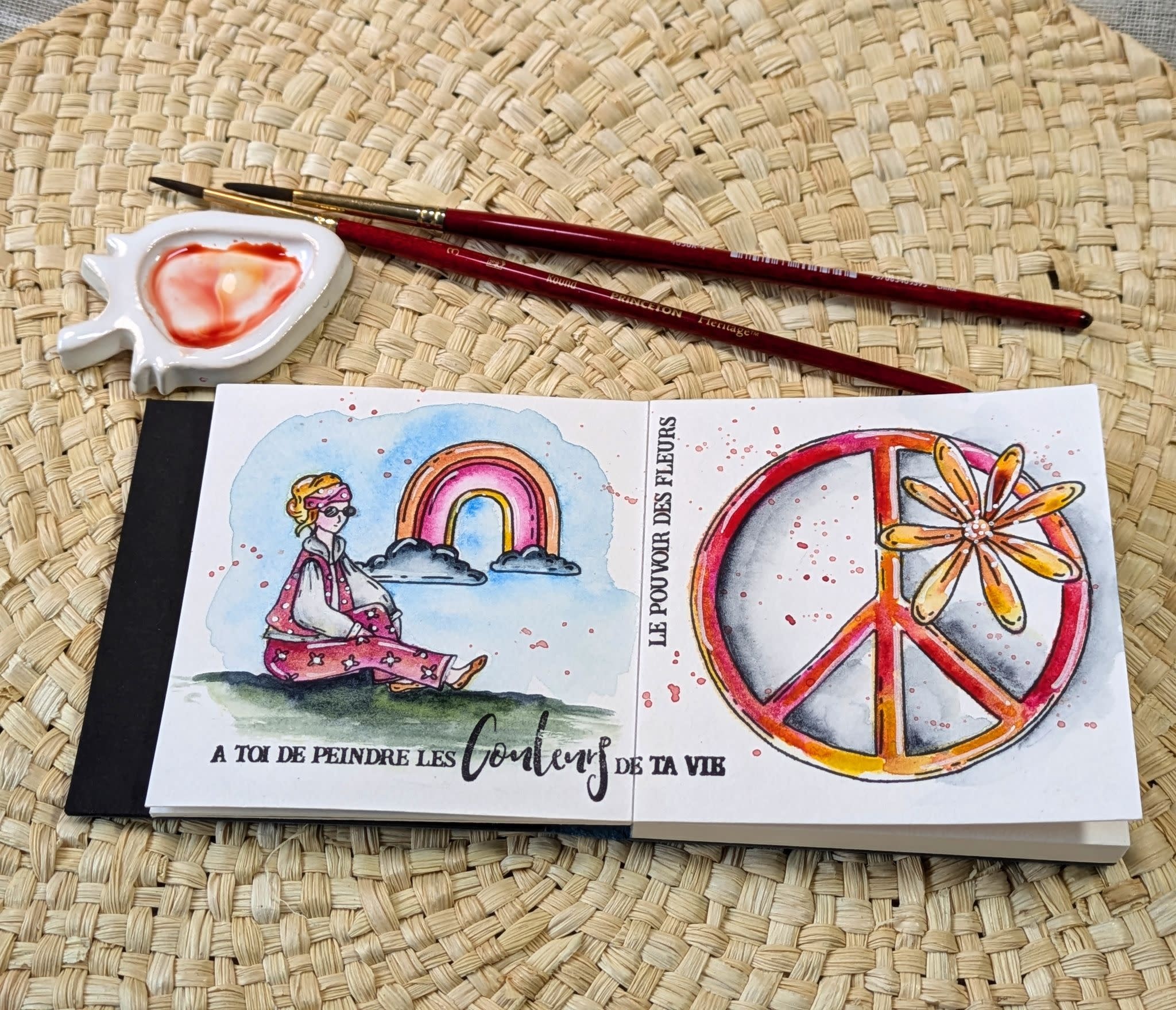 CHOU & FLOWERS CHOU & FLOWERS PEACE AND LOVE GOOD VIBES CLEAR STAMP SET