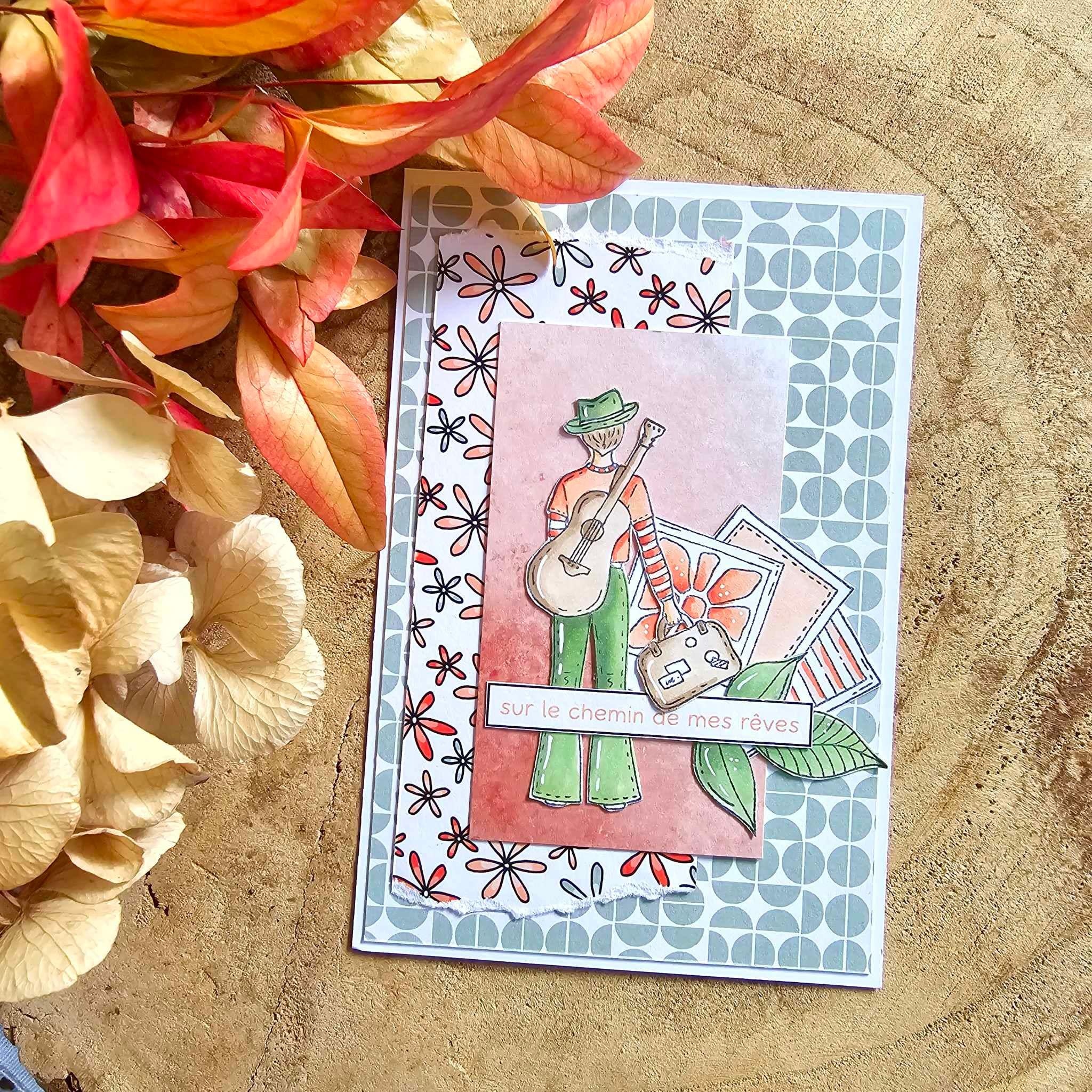 CHOU & FLOWERS CHOU & FLOWERS PEACE AND LOVE MAGIC BUS CLEAR STAMP SET