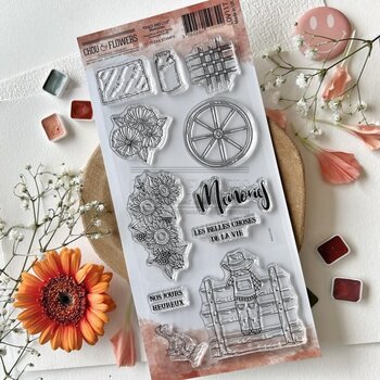 CHOU & FLOWERS CHOU & FLOWERS PEACE AND LOVE DL MEMORIES CLEAR STAMP SET